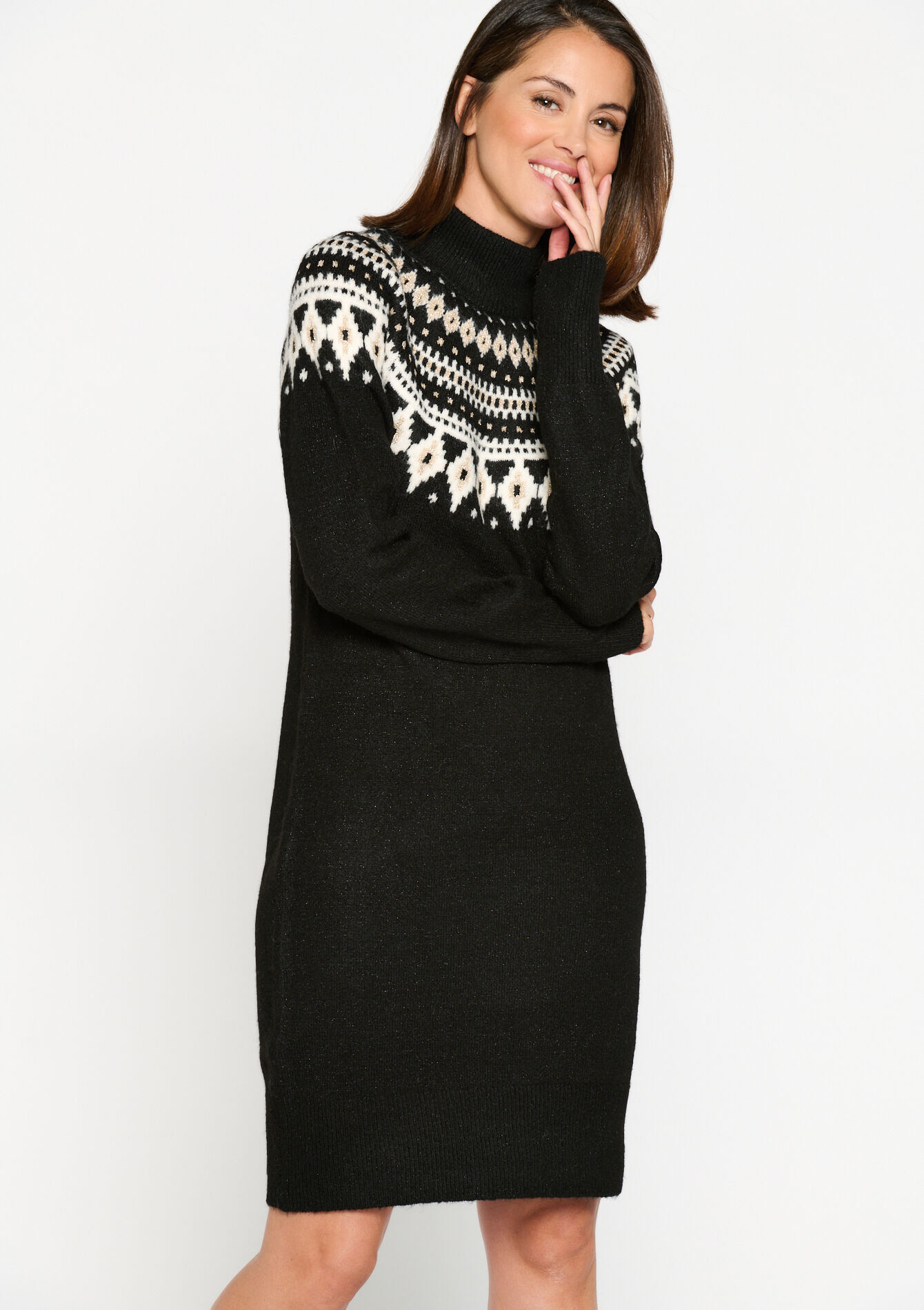 Pullover dress with jacquard, , back