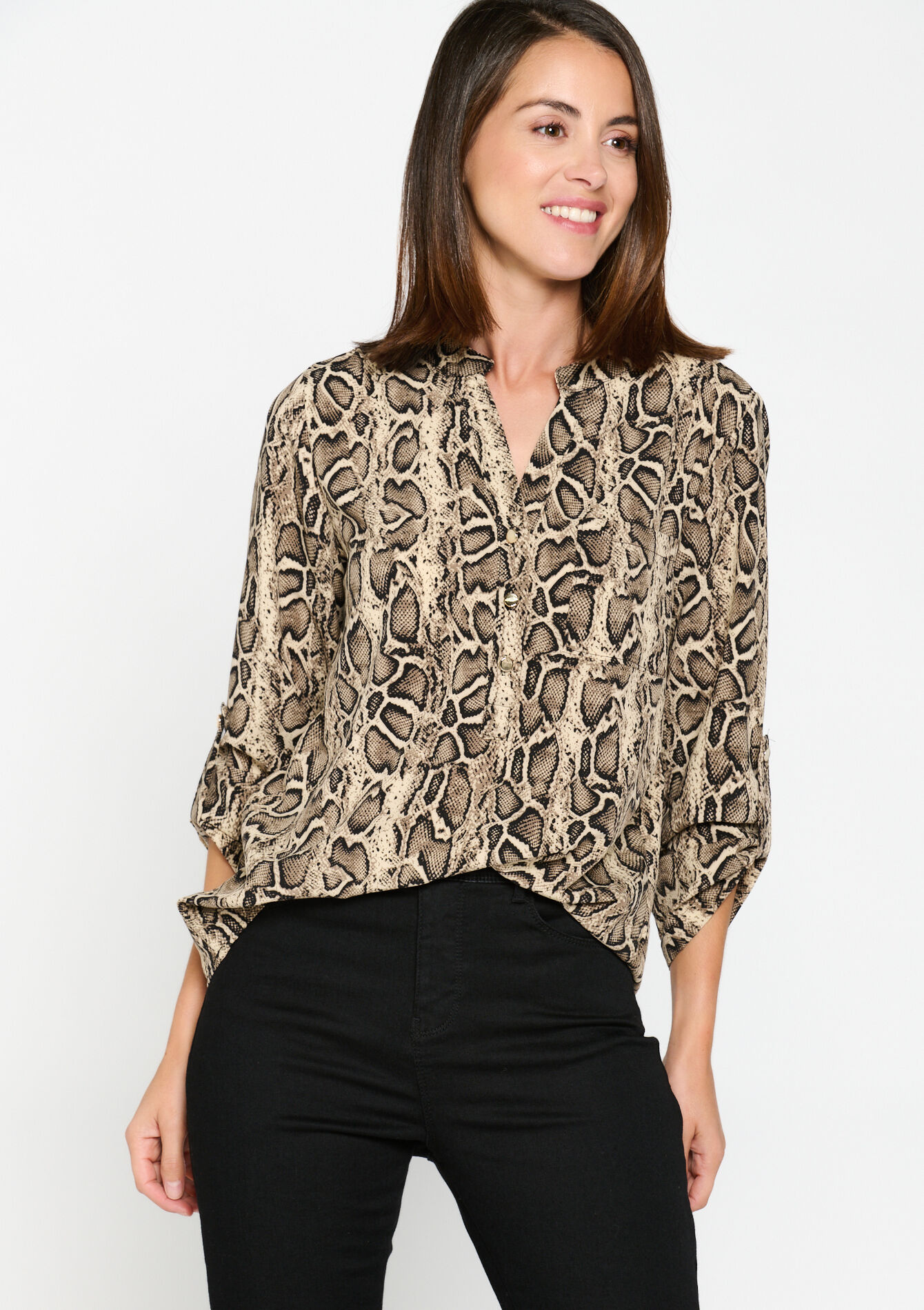 Blouse with animal print, , back