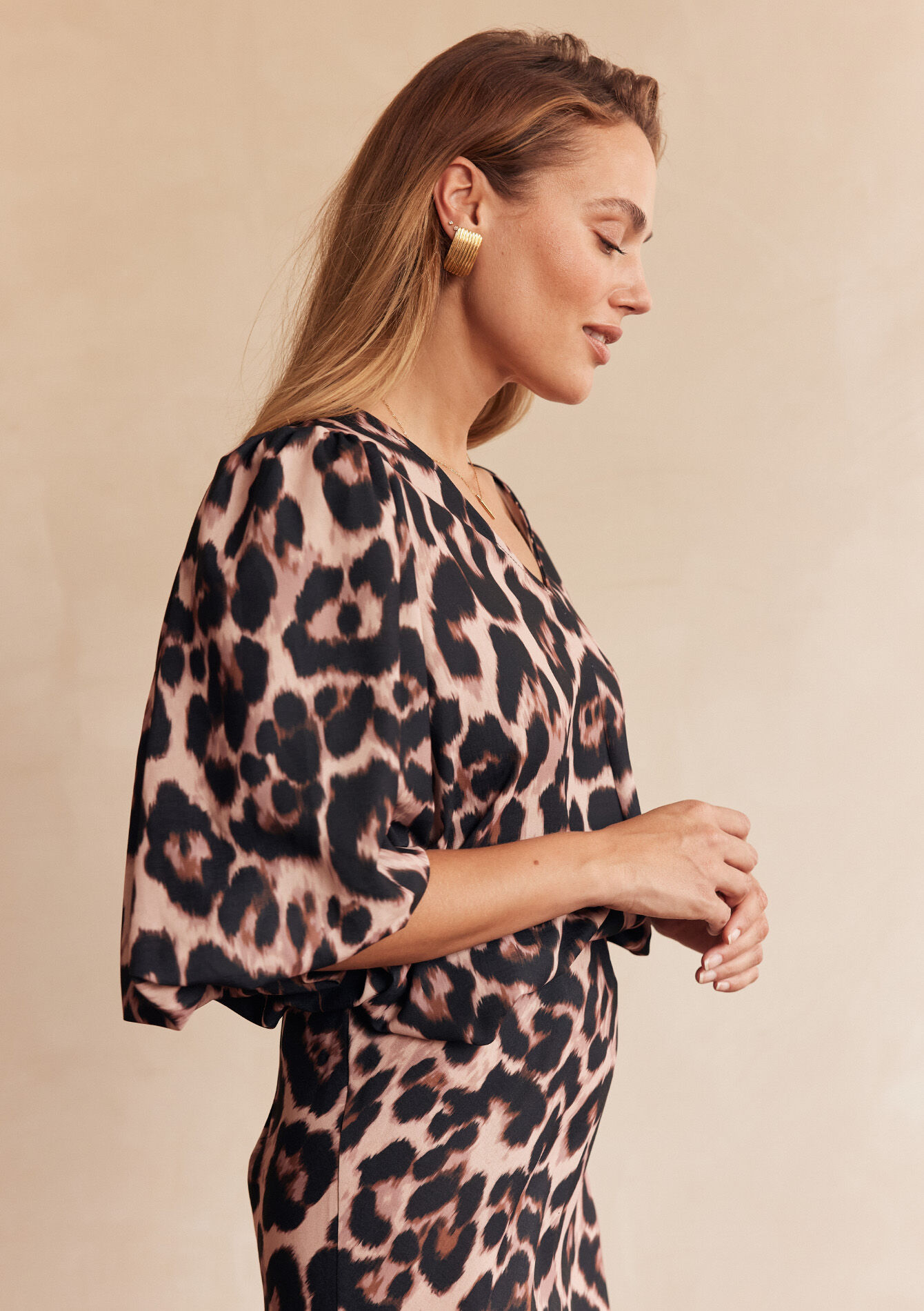 Blouse with leopard print, , back