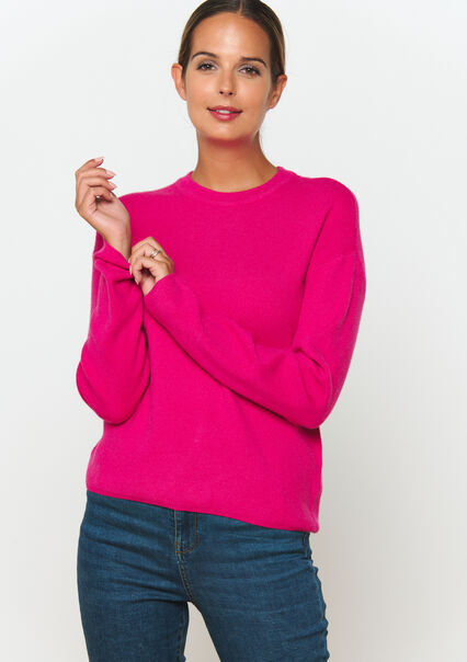 Pullover with round neck - FUSCHIA PINK - 04006513_1465