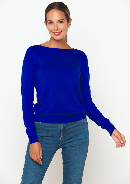 Jumper with boat neck - ELECTRIC BLUE - 04006456_1619