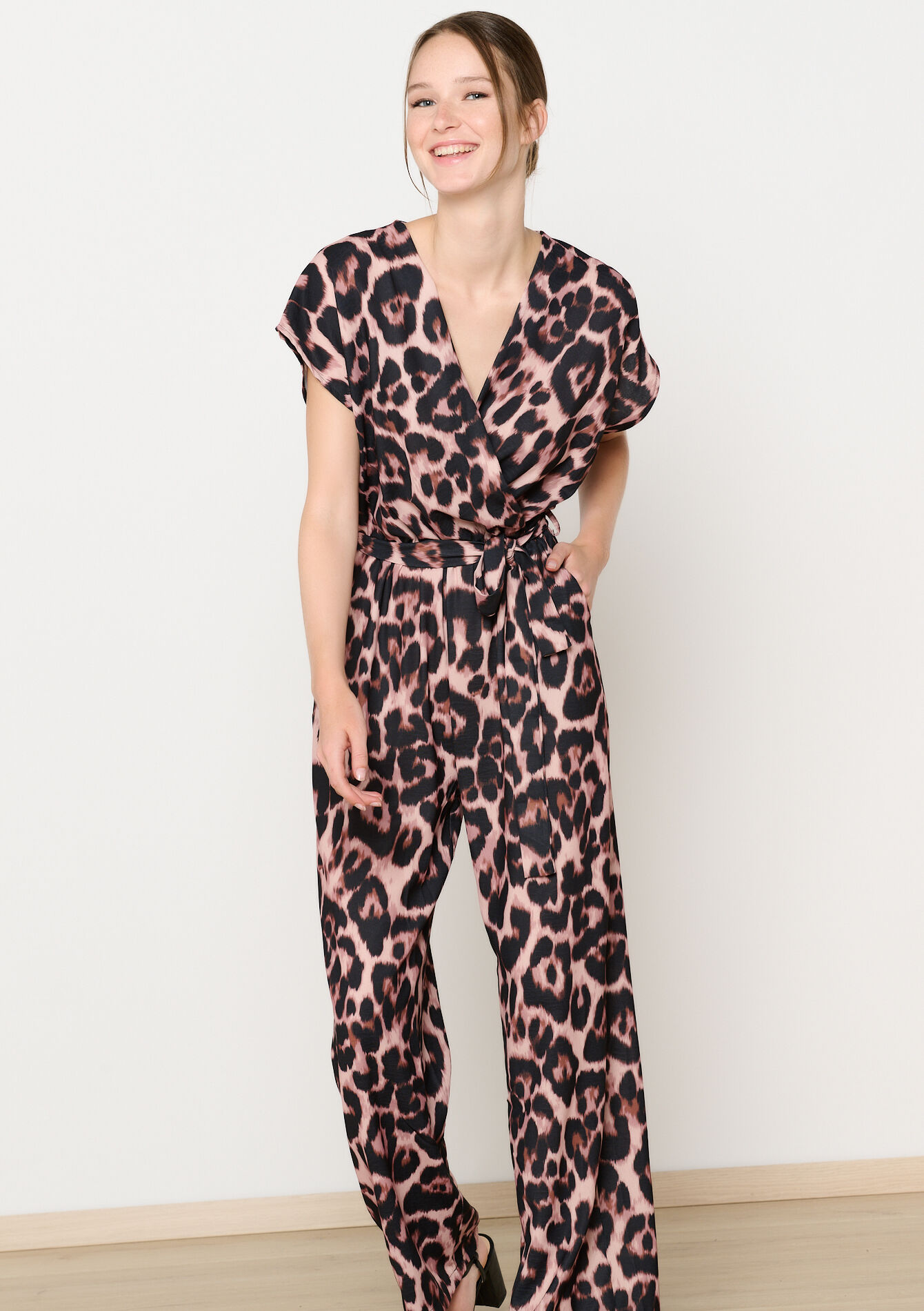 Jumpsuit with leopard print, , back