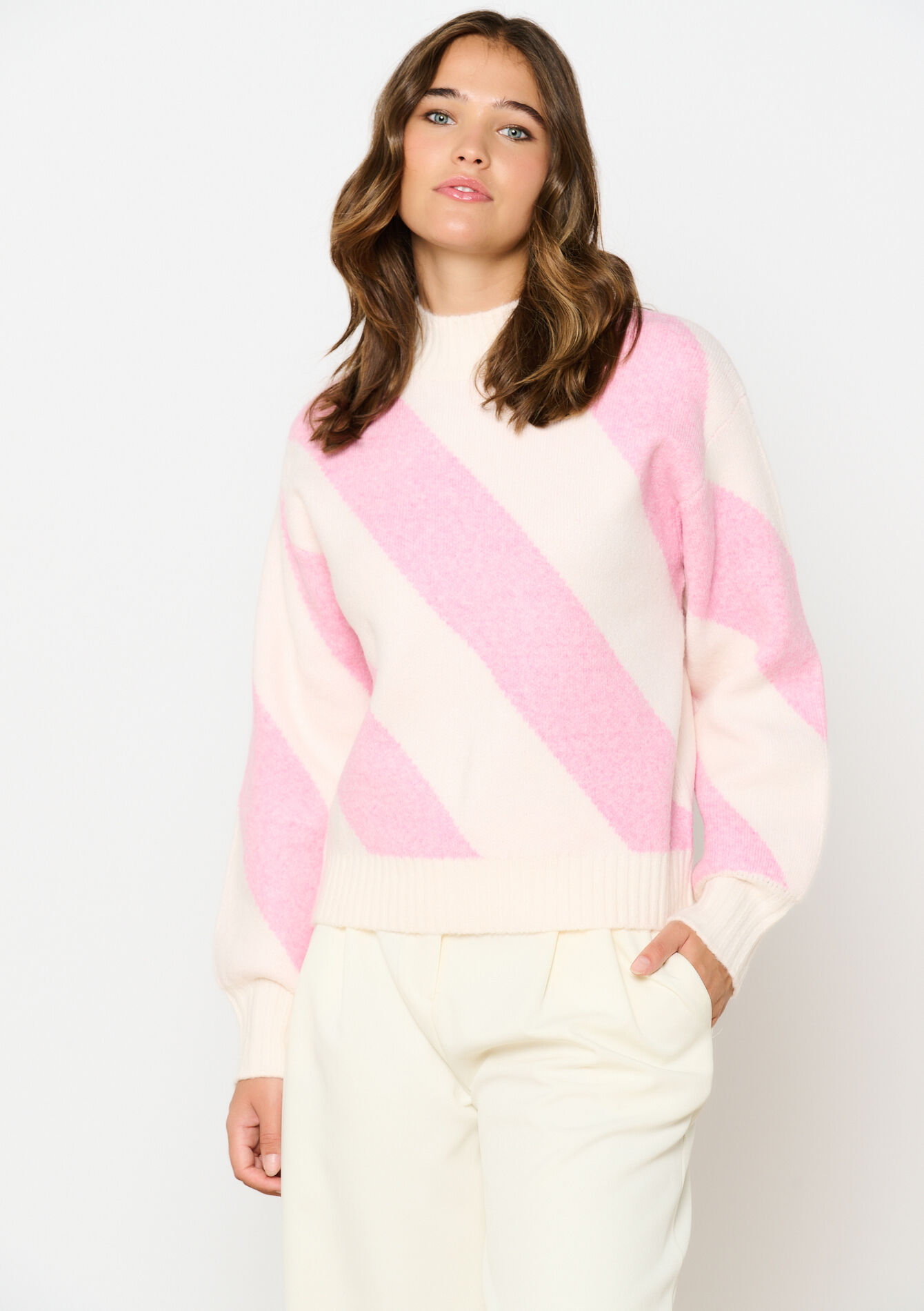 Jacquard pullover with stripes, , hi-res