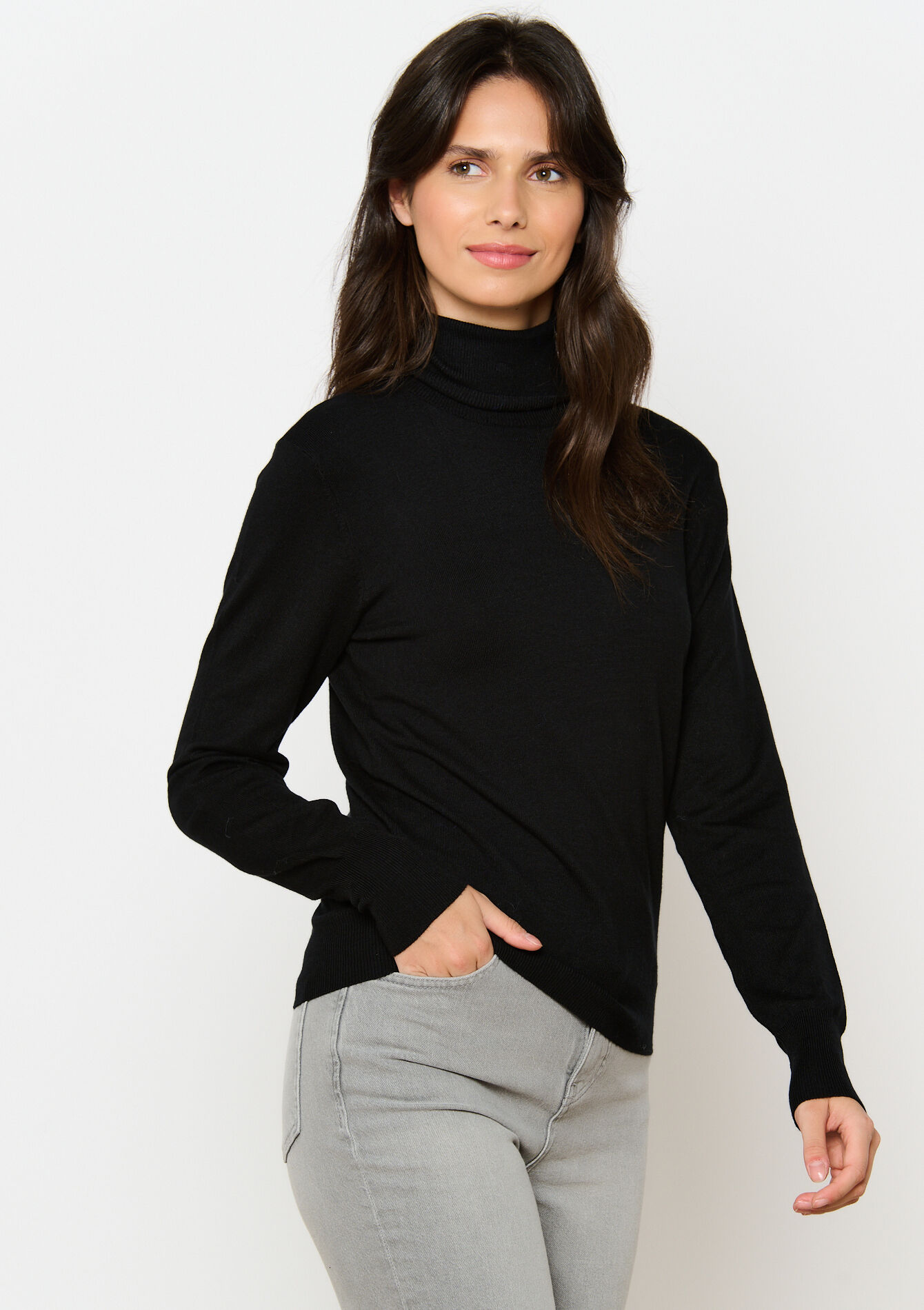 Plain turtleneck, , back