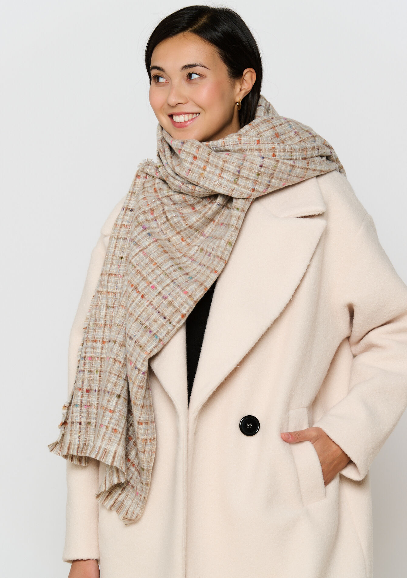 Multicolour scarf with lurex, , hi-res