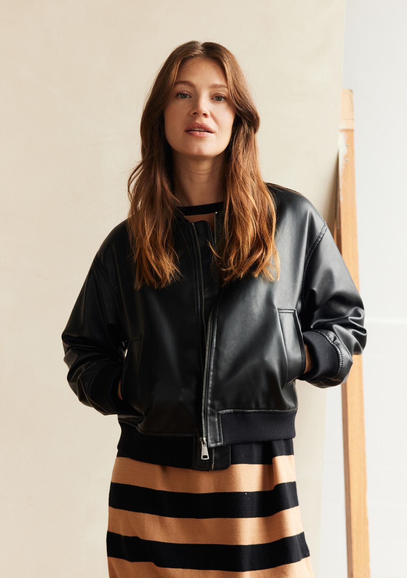 Bomber jacket in imitation leather, , back