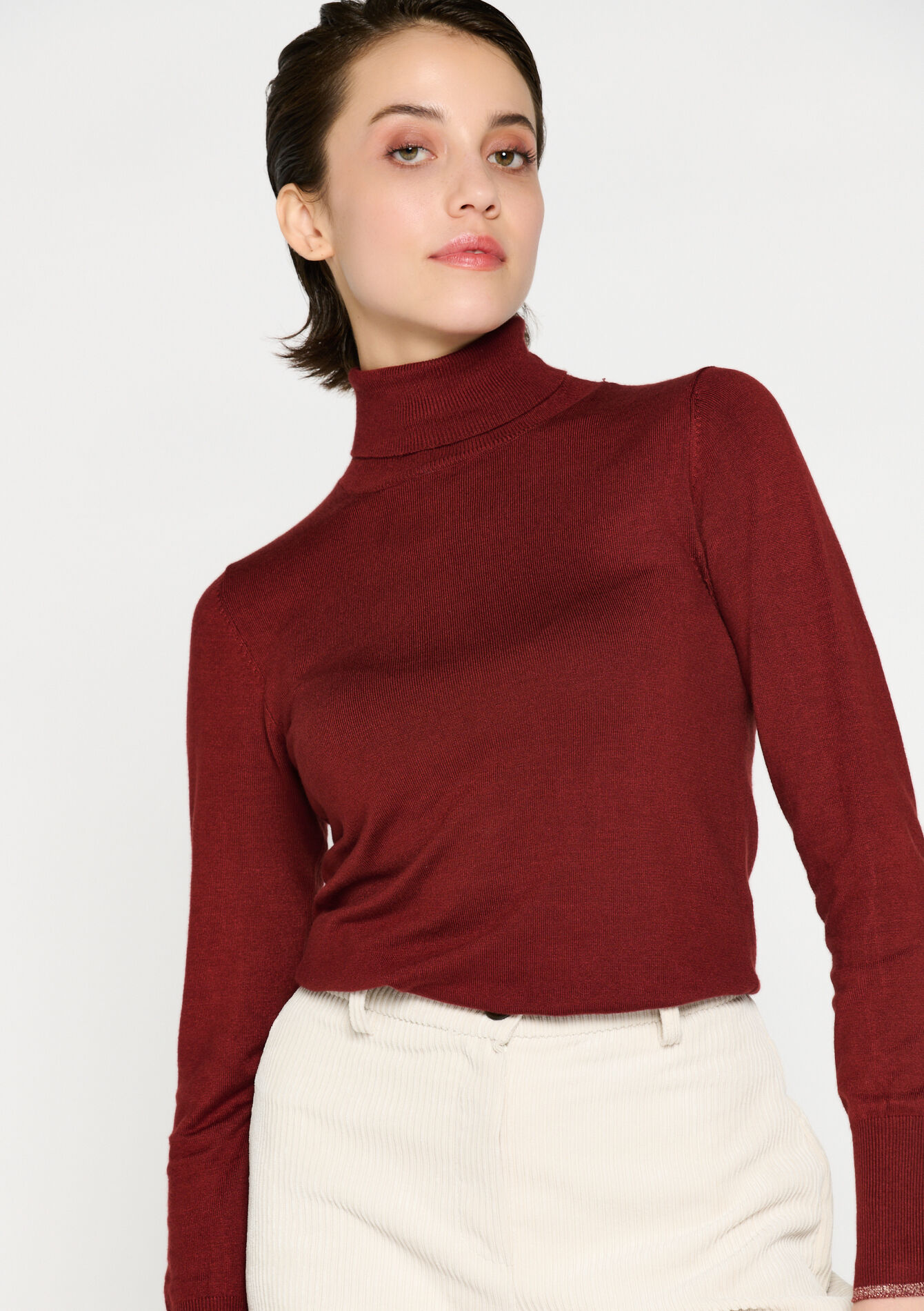 Plain turtleneck, , back