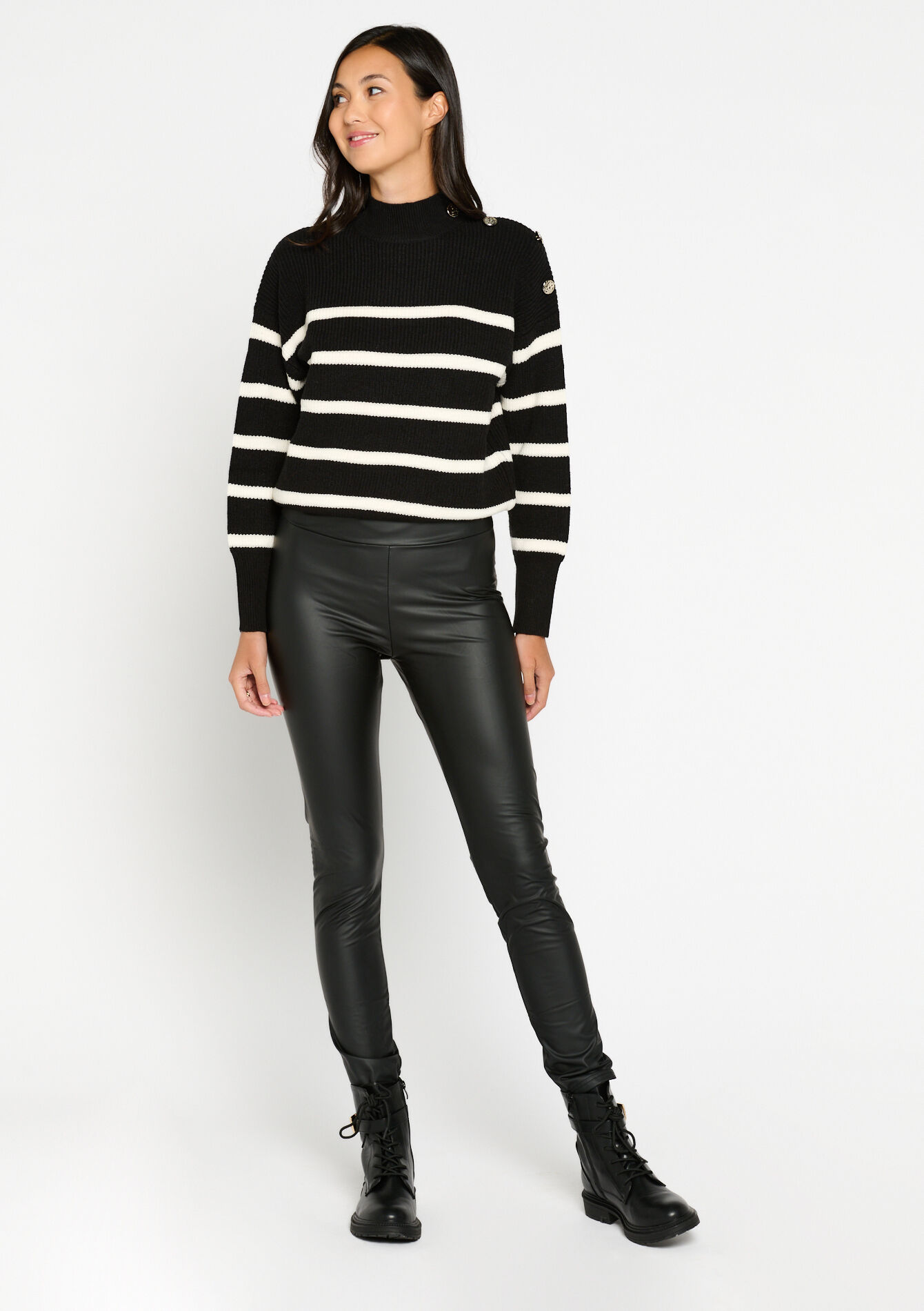 Seamless leggings in imitation leather, , detail_model