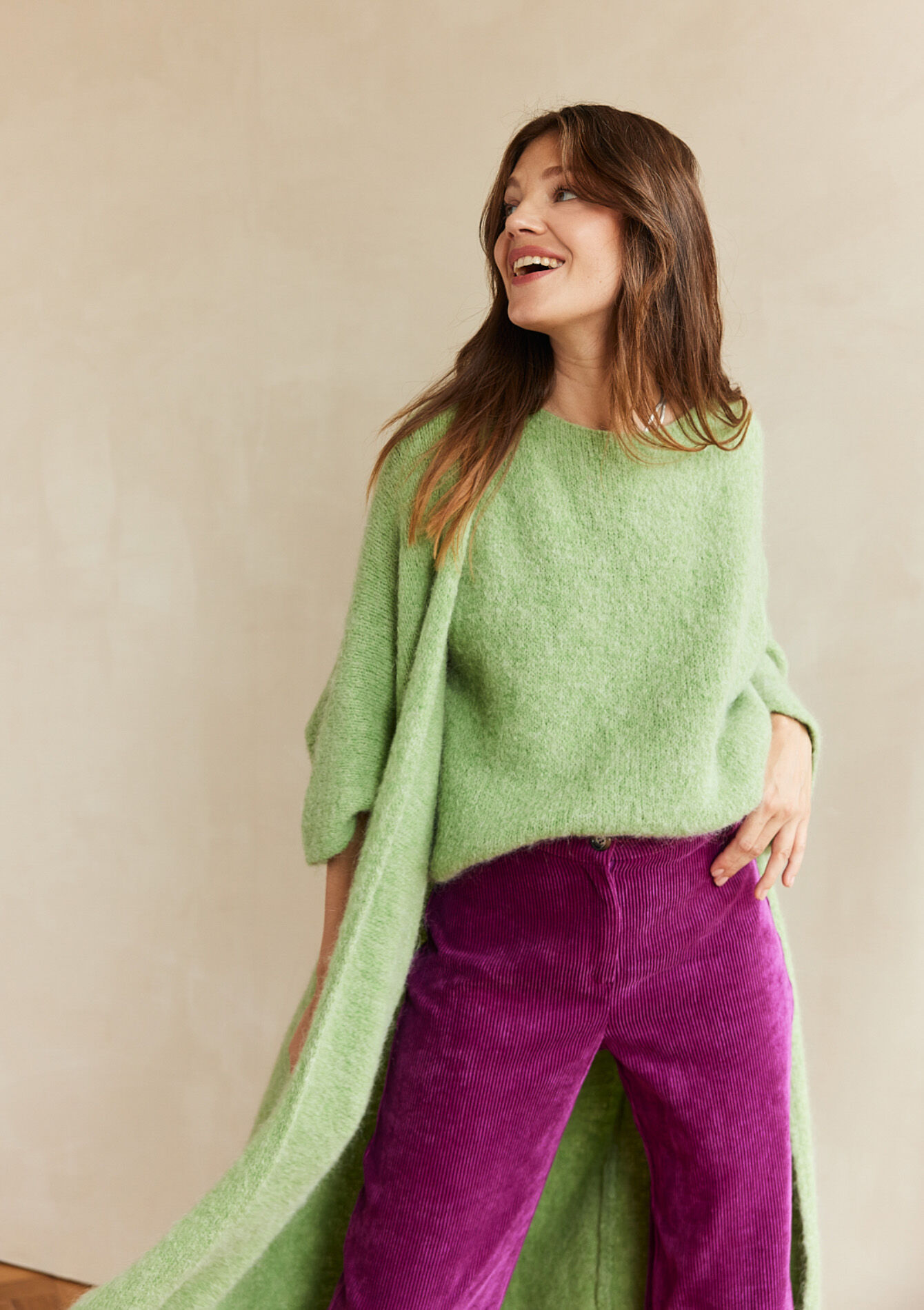 Mohair cardigan, , front