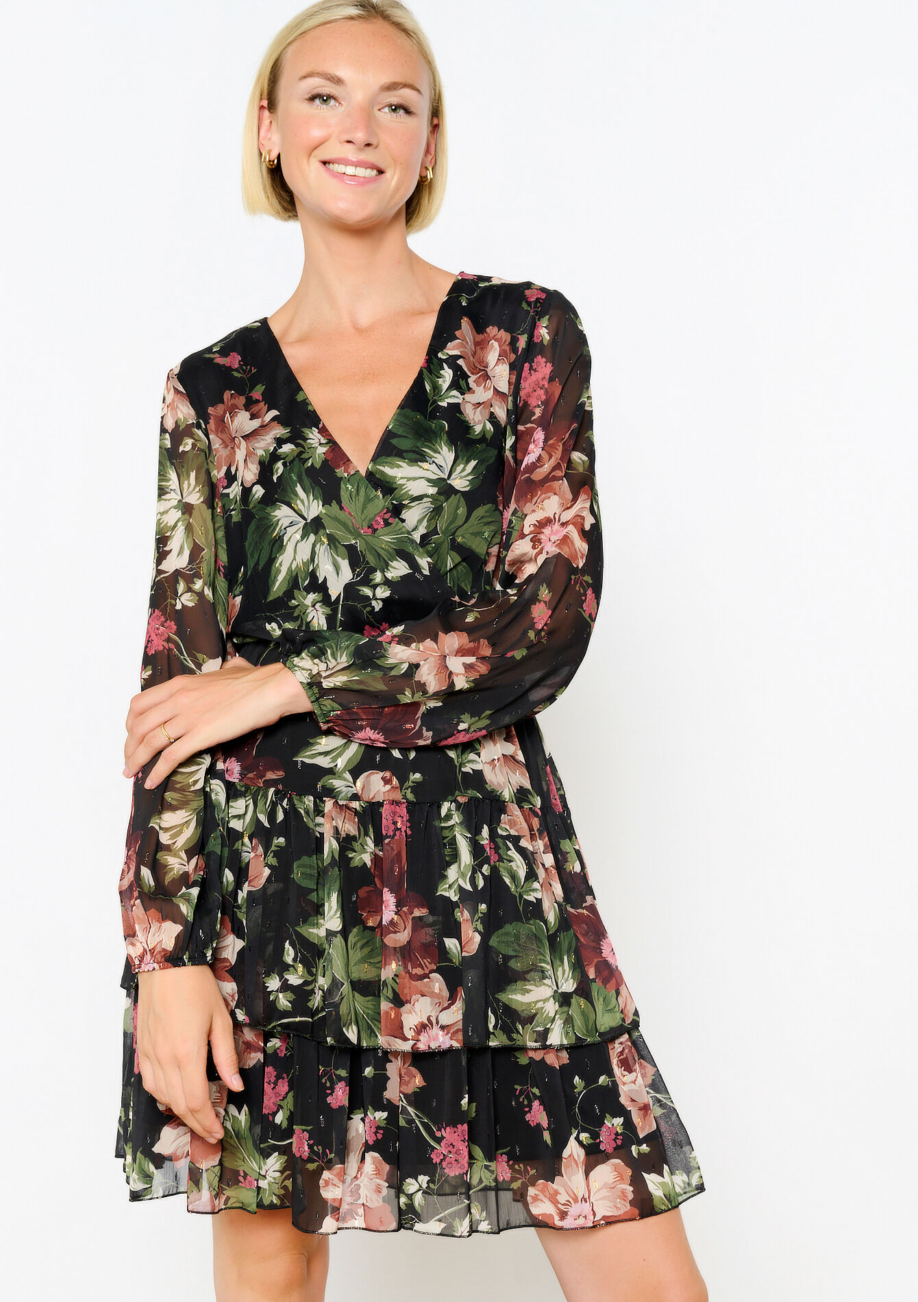 Korte jurk met bloemenprint, , back