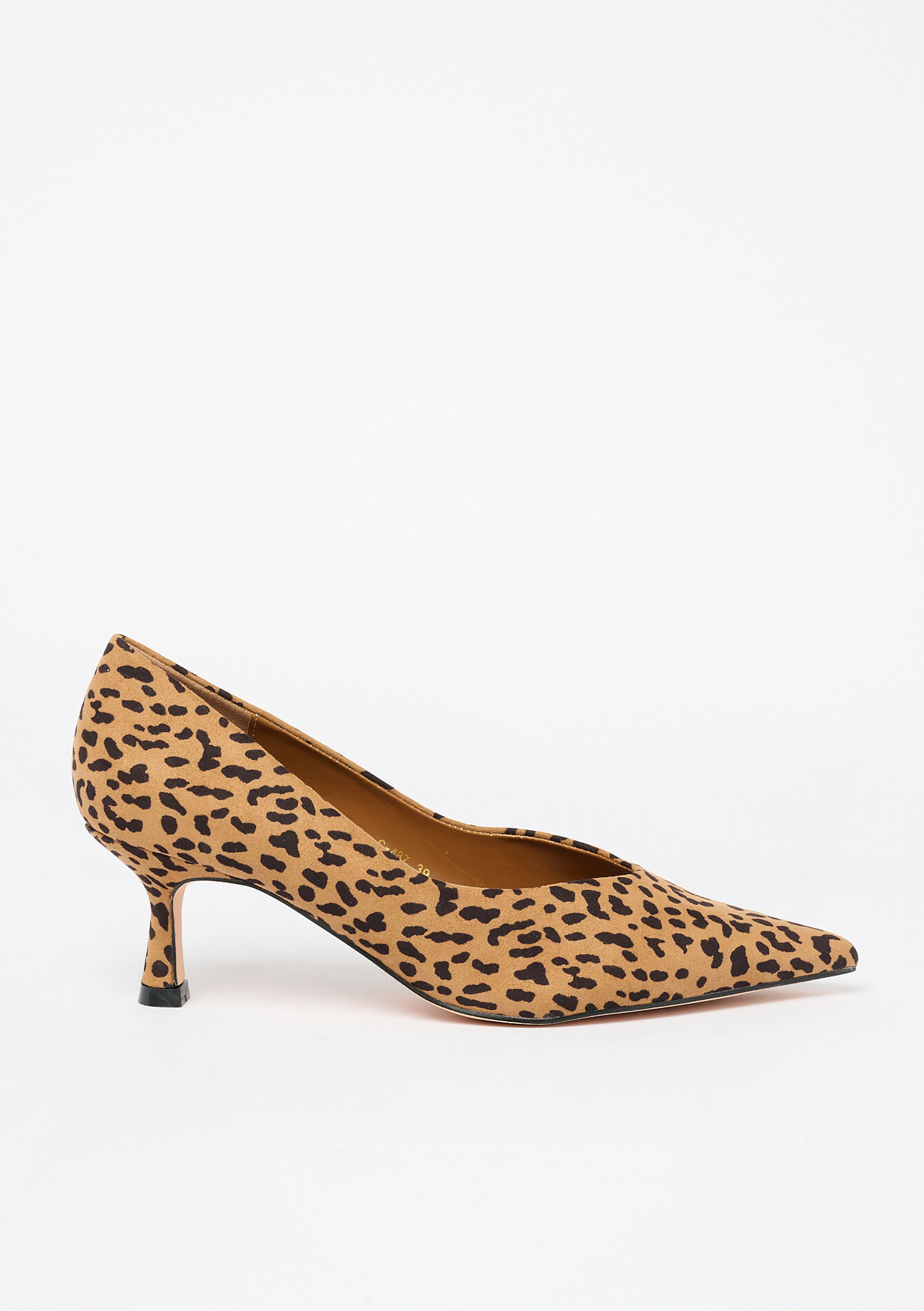 Suede pumps met luipaardprint, , back