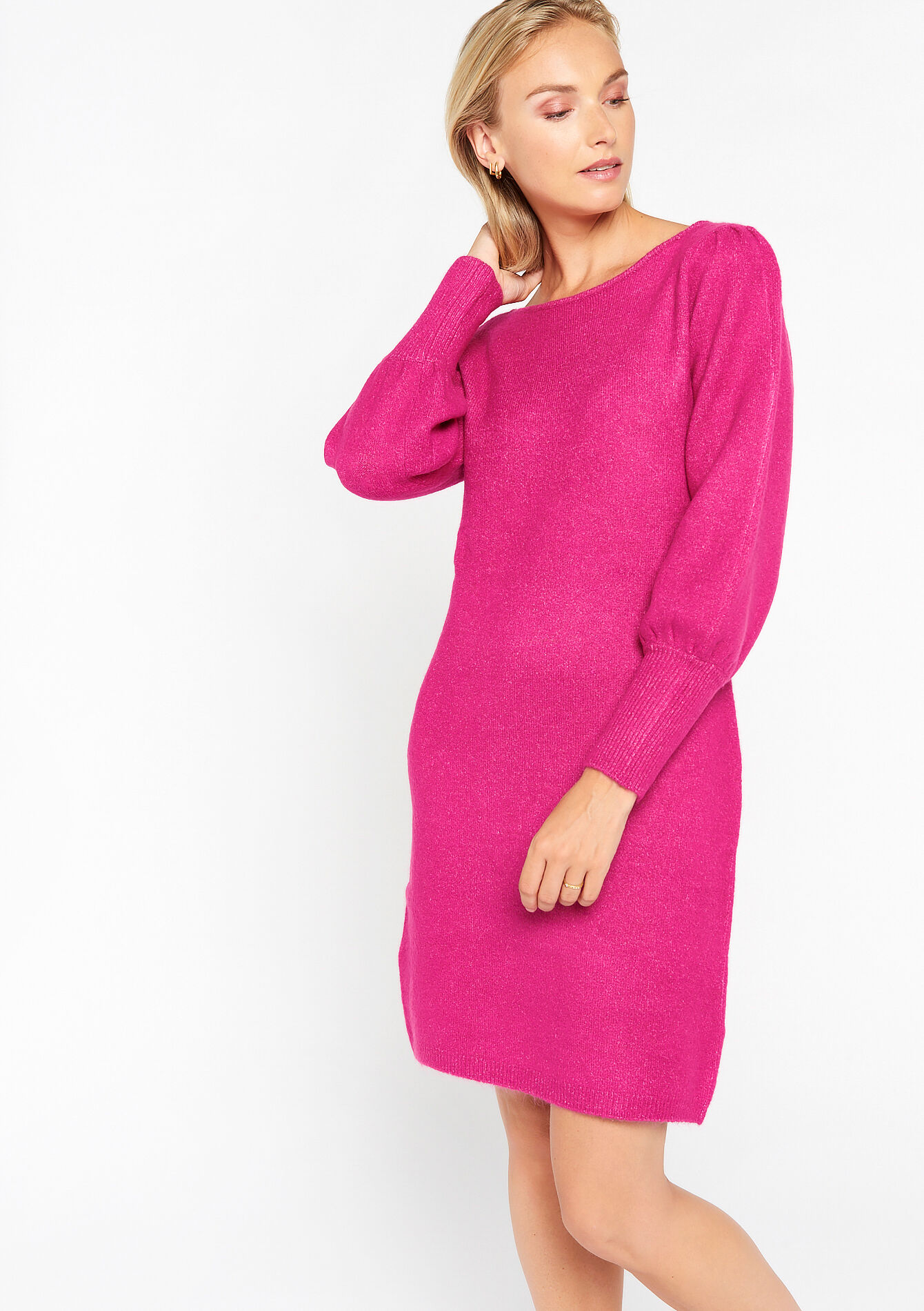 Pullover dress with boat neck, , back