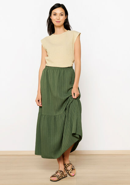Maxi skirt with ruffles - KHAKI FADED - 07101255_4326