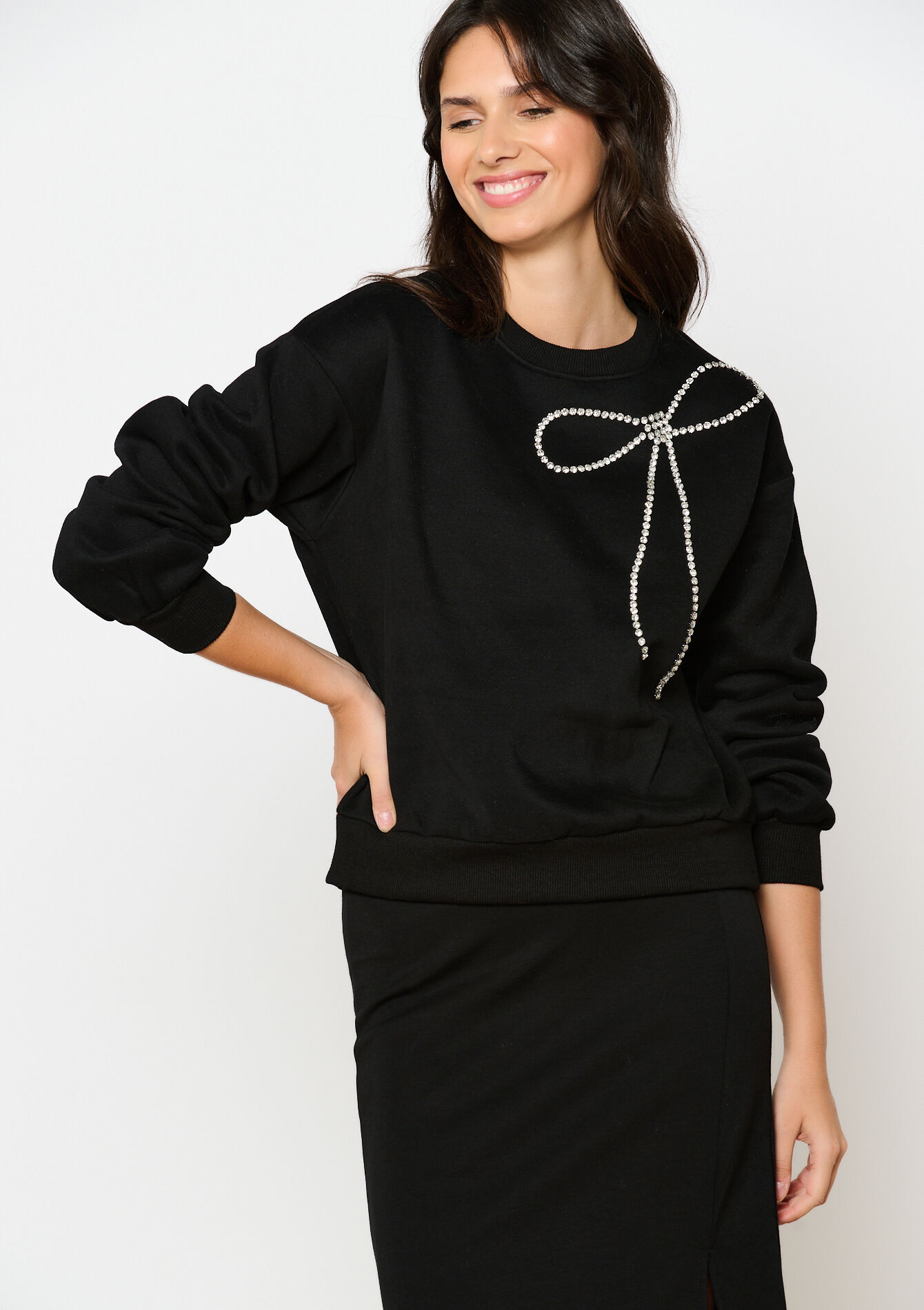 Pull avec strass, , back