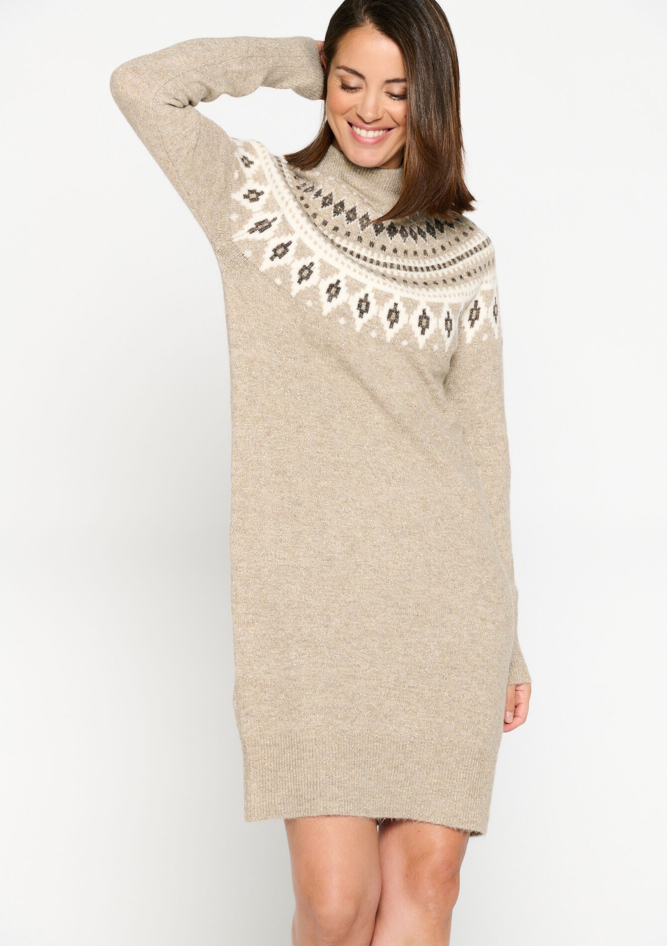 Pullover dress with jacquard, , back