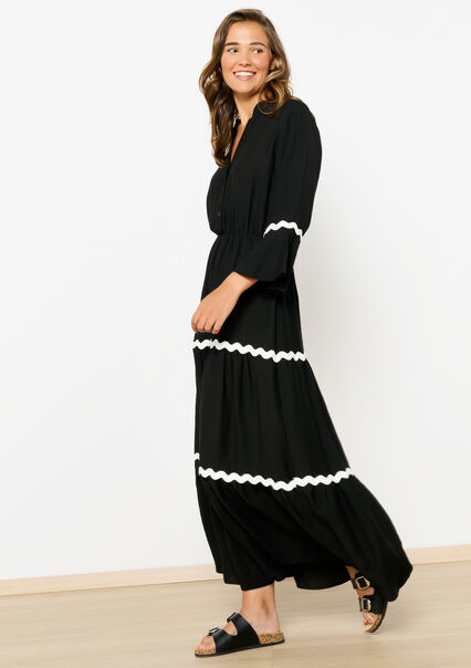 Maxi dress with zigzag pattern - BLACK - 08103814_1119