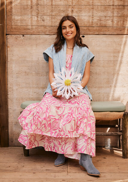 Maxi-jurk met bloemenprint - OFFWHITE - 08103752_1001