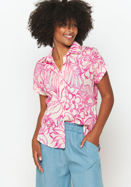 Shirt with floral print - PINK BUBBLEGUM - 05702575_1477