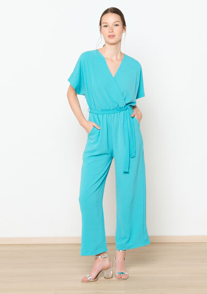 Jumpsuit with kimono effect - TURQUOISE - 06004511_1759
