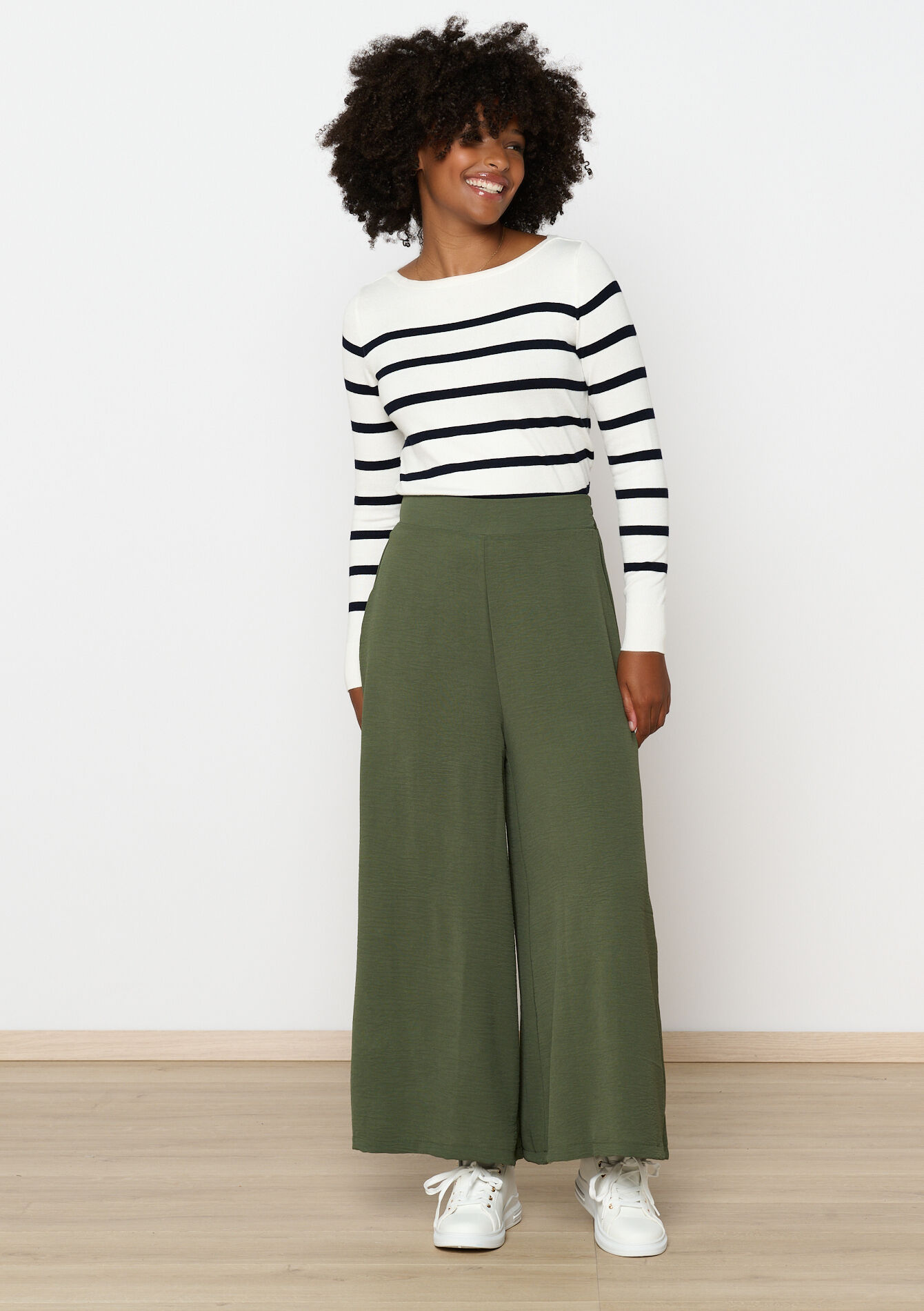 Culotte in kreukstof, , back