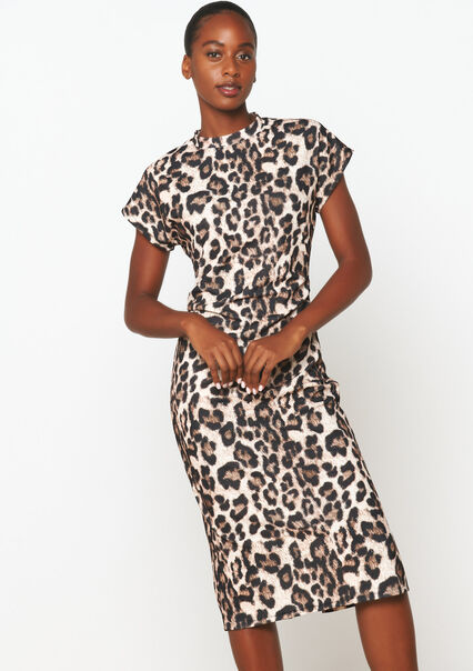 Bodycon jurk met luipaardprint - LT BEIGE - 08103828_2527