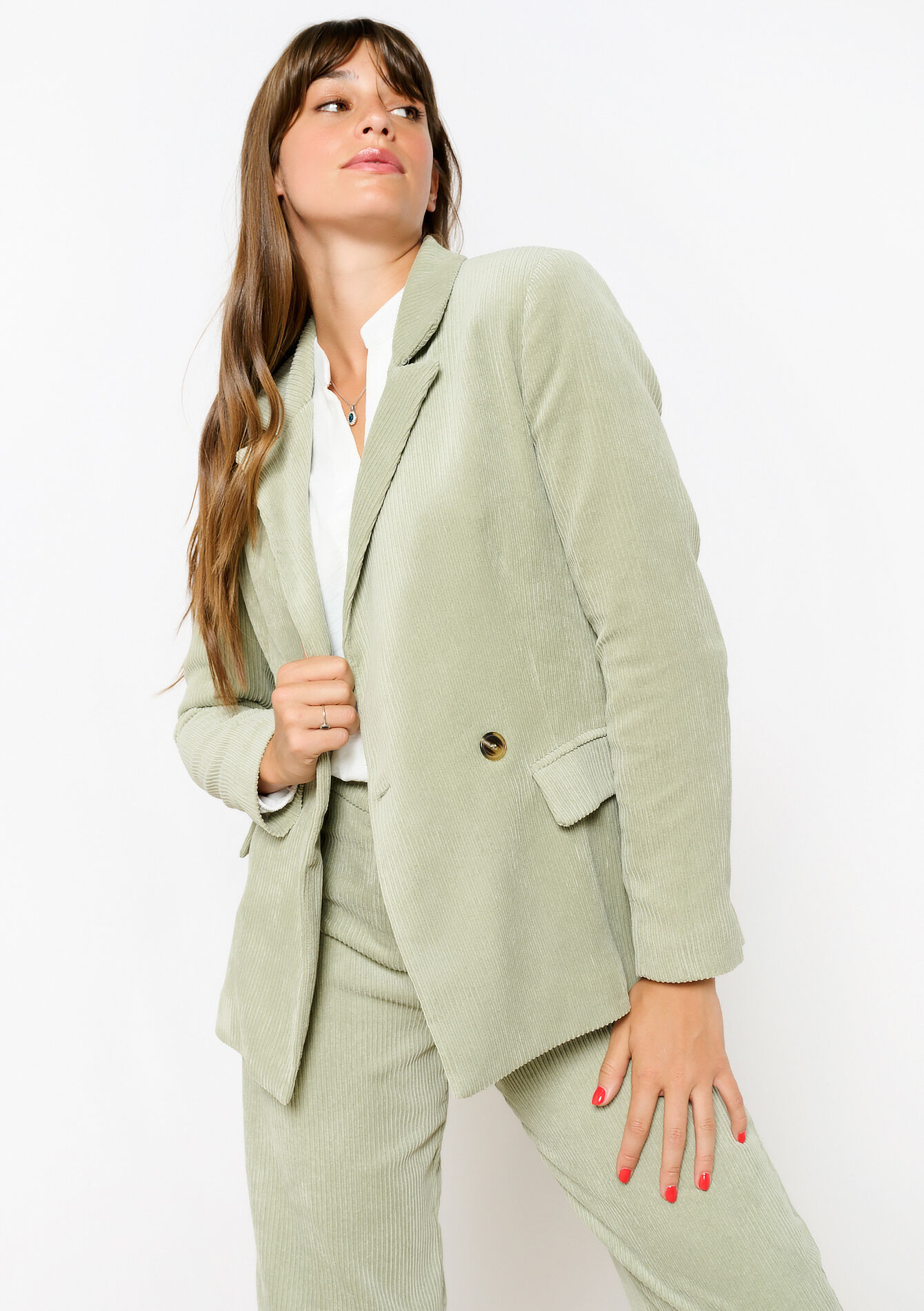 Corduroy blazer, , back