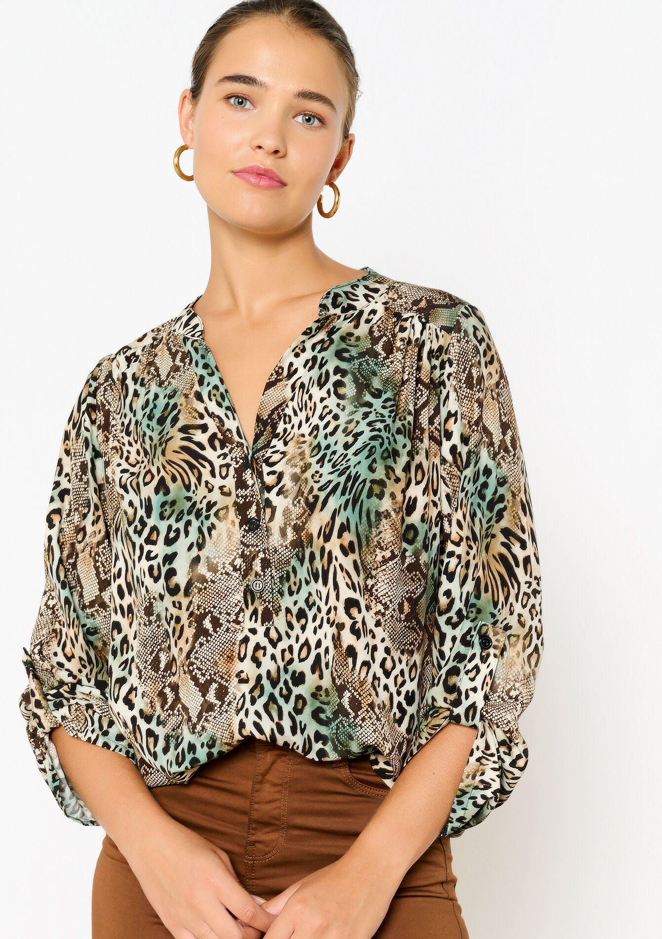 Blouse with animal prints, , back