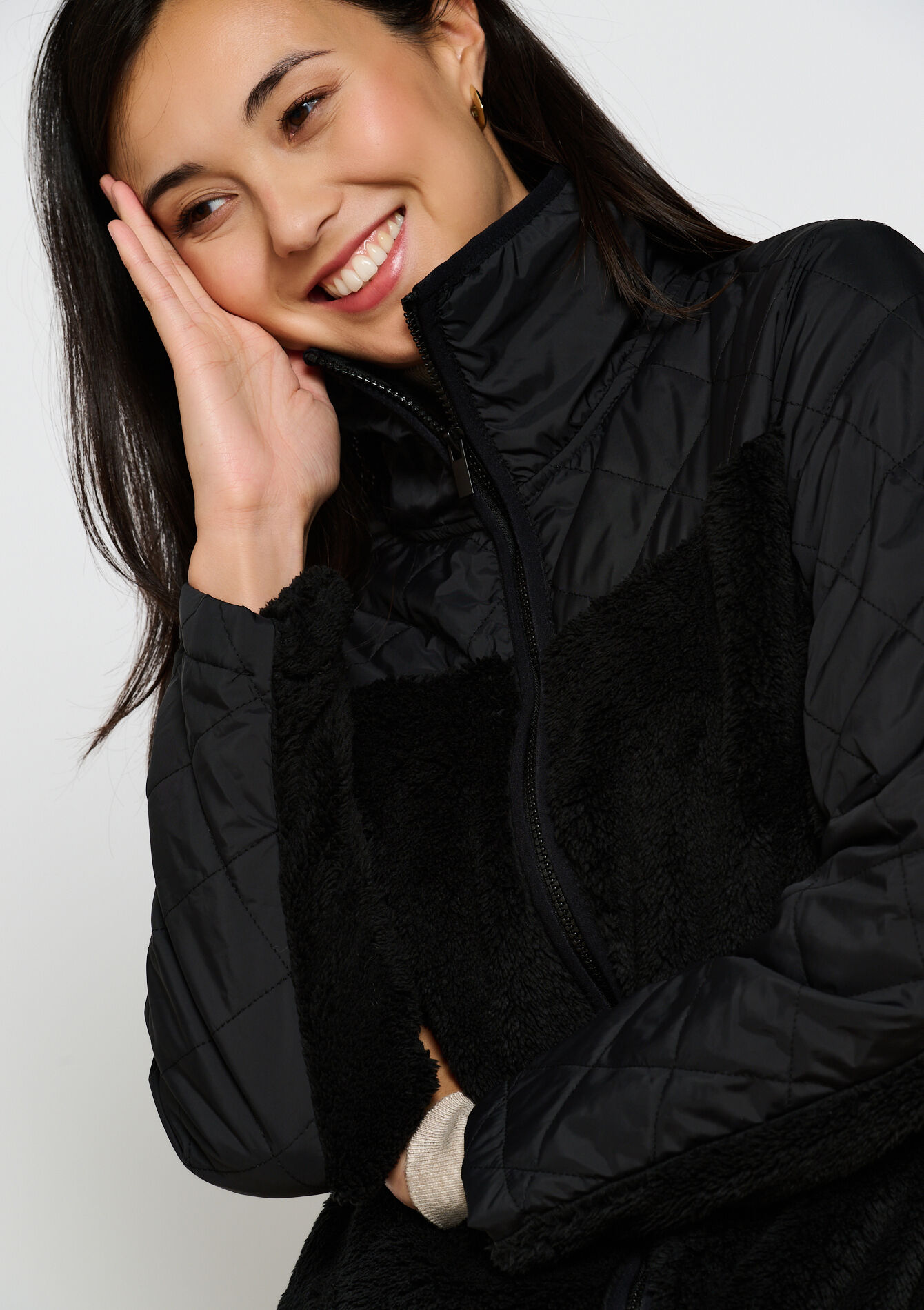 Fleece with padded shoulders, , hi-res