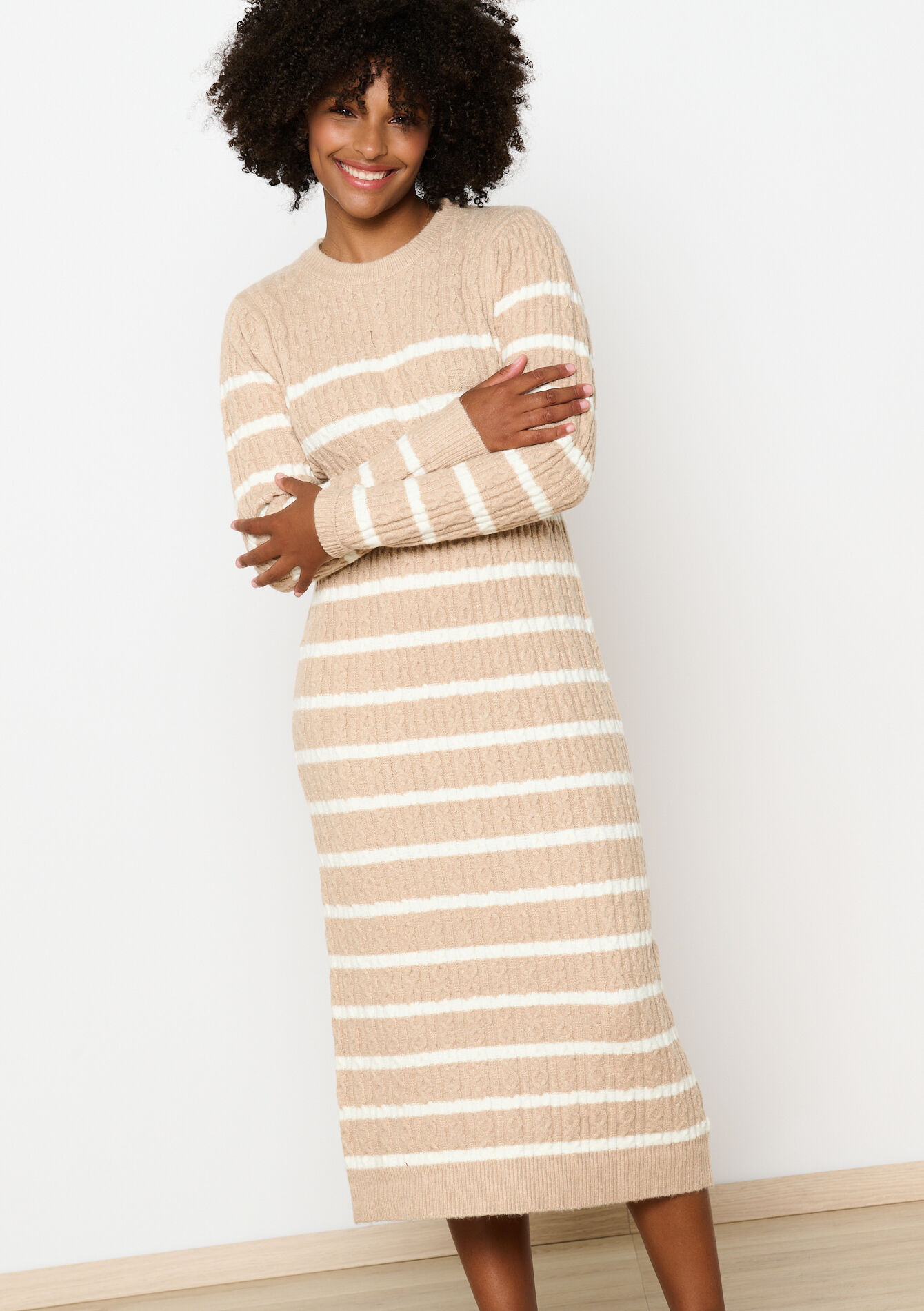 Striped sweater dress, , hi-res