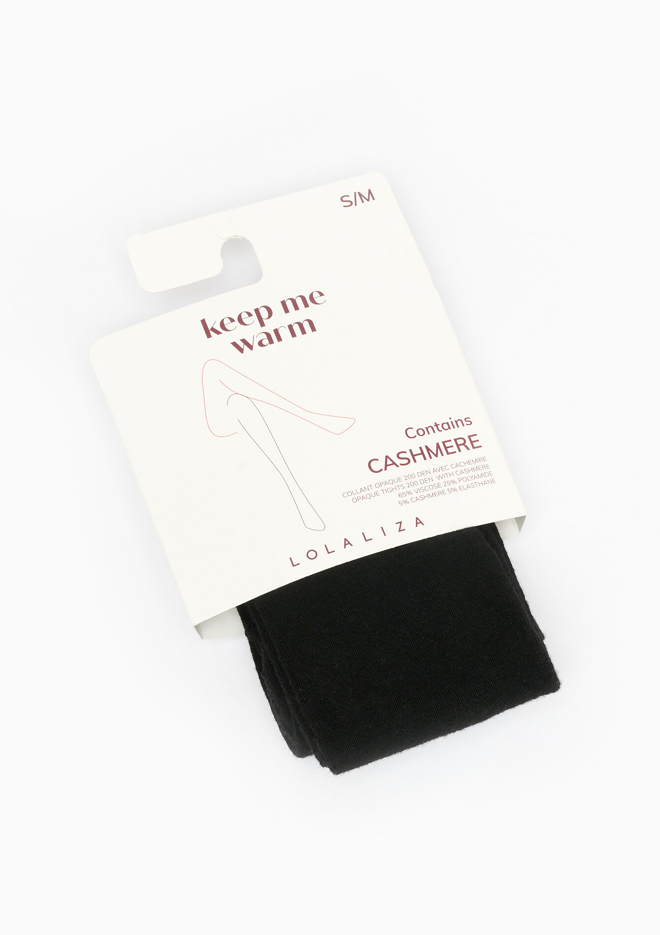 Opaque cashmere tights, , front