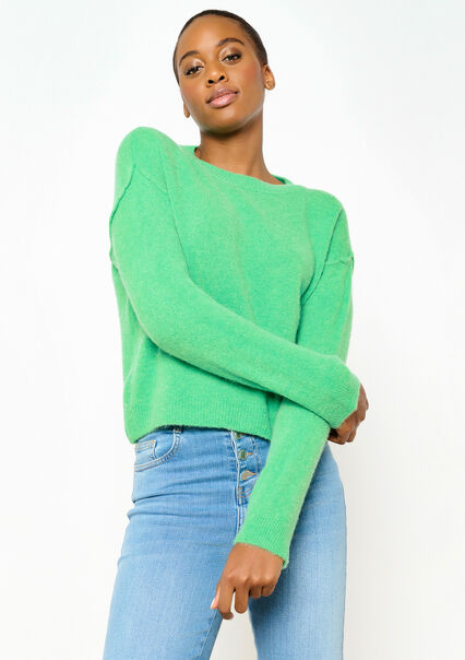 Pullover with alpaca wool - GREEN APPLE  - 04006383_1783