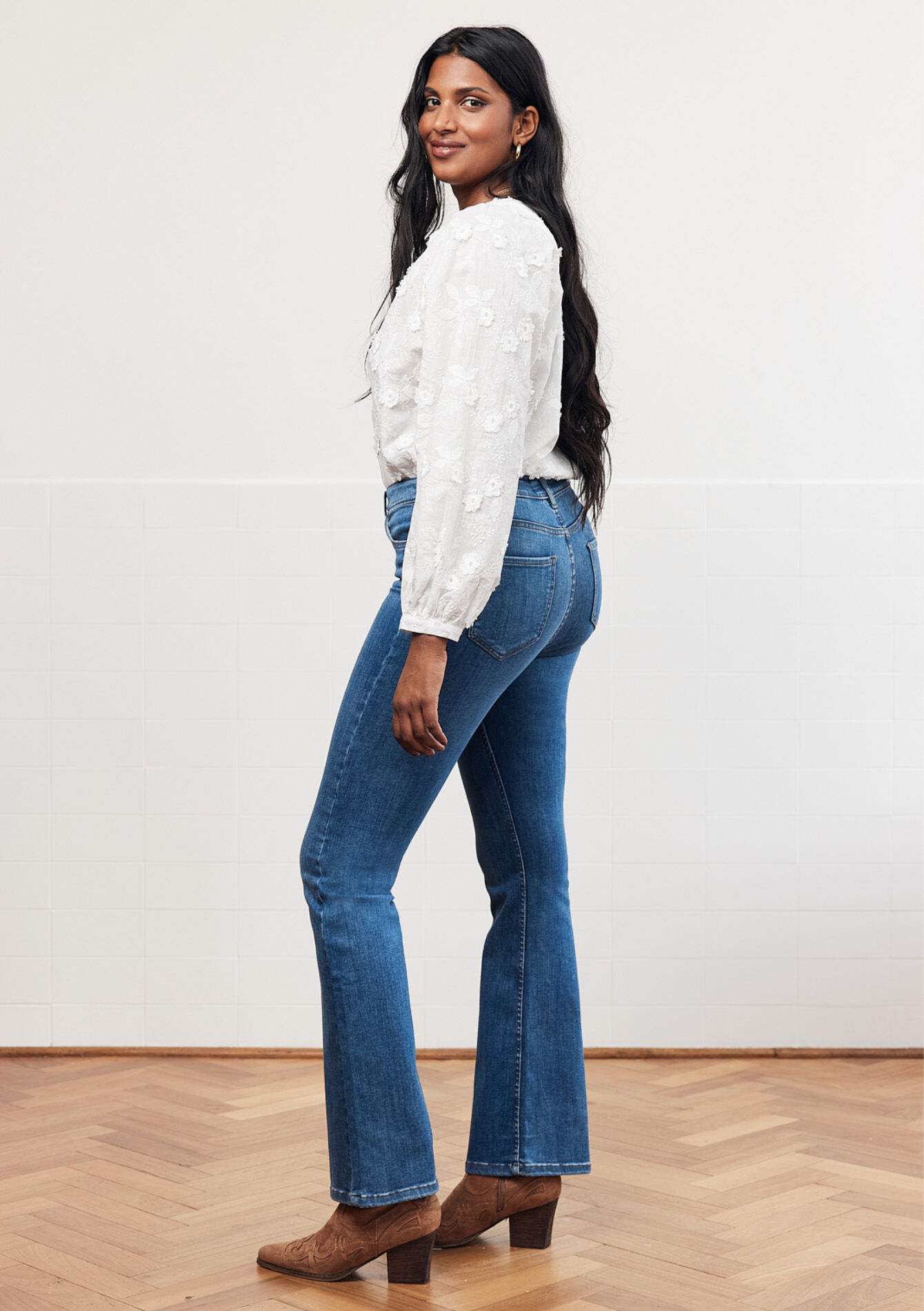 Bootcut jeans with high waist, , back