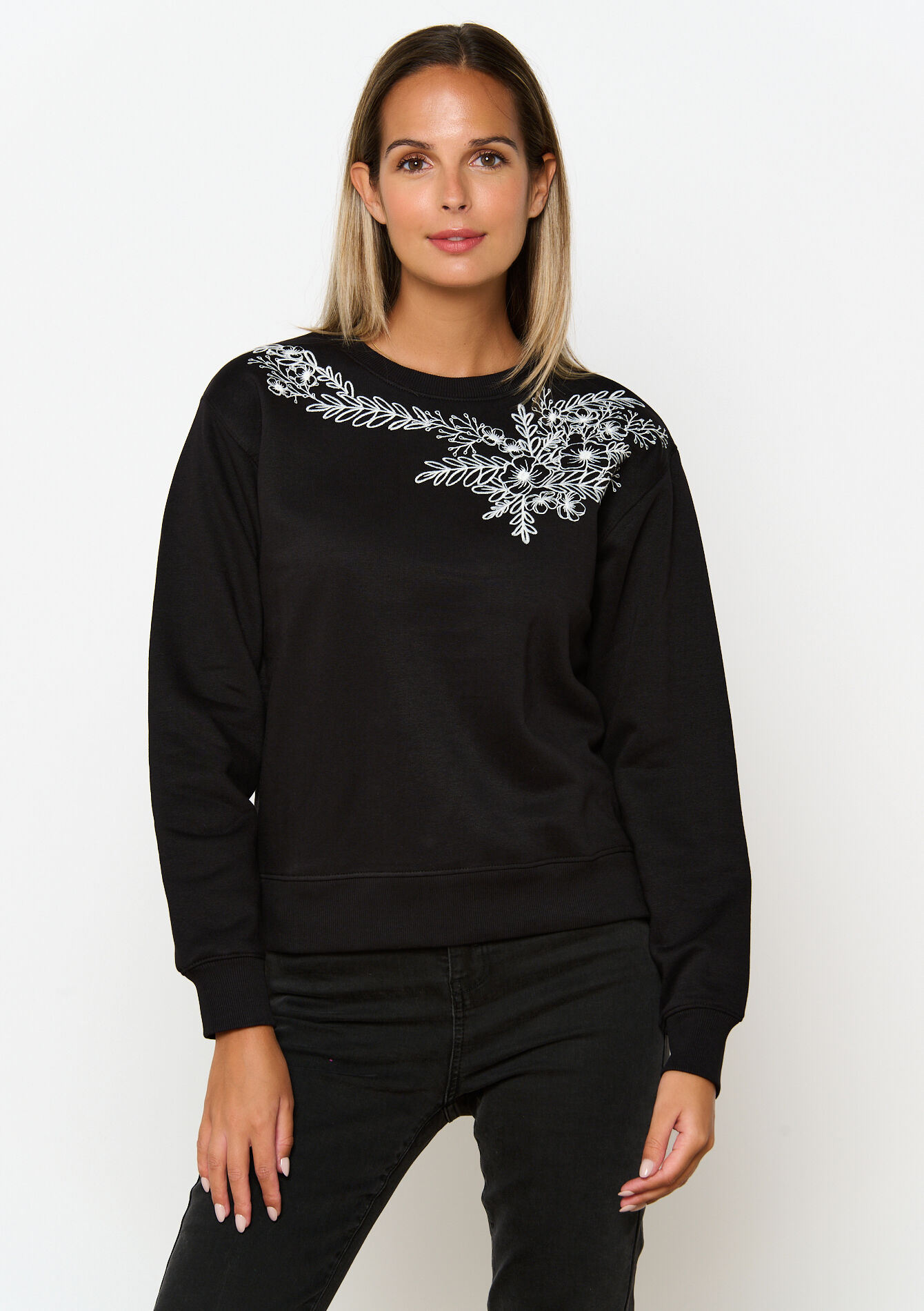 Sweater with embroidery, , back