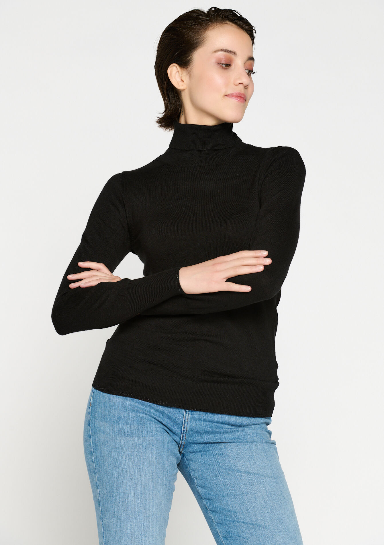 Plain turtleneck, , back