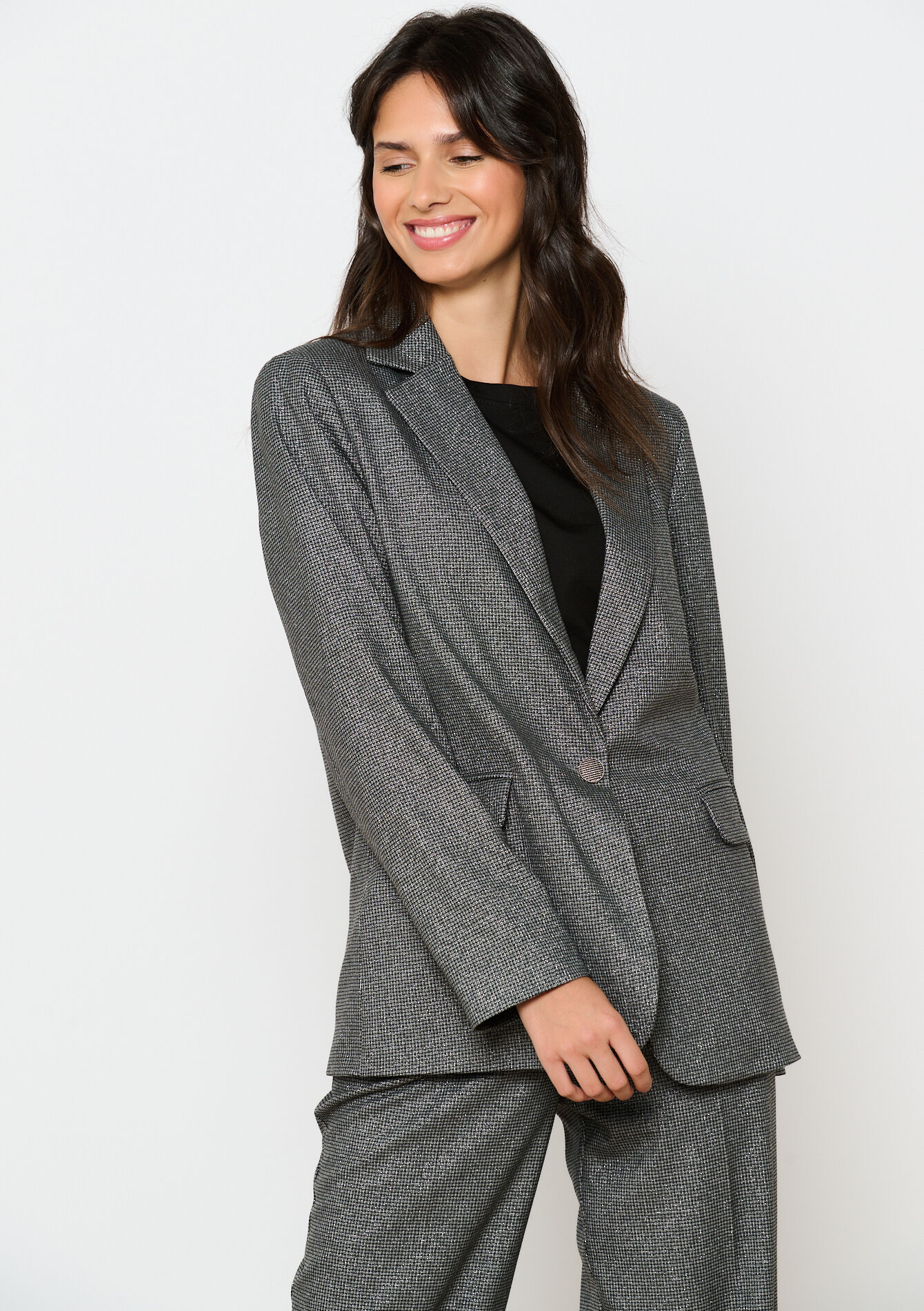 Veste de tailleur ample avec lurex, , back