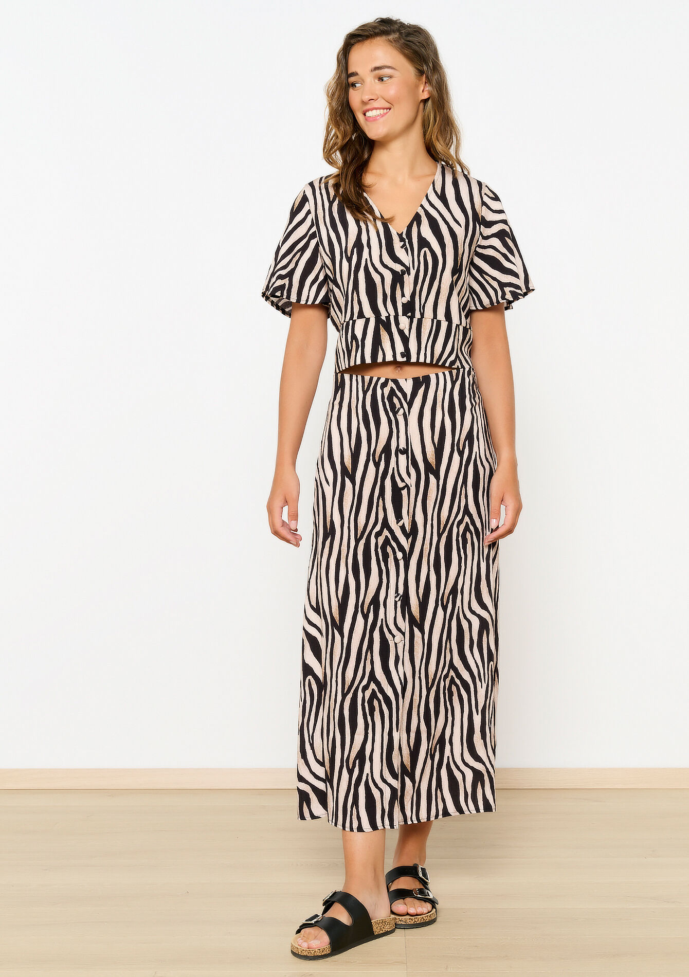 Maxi-rok met zebraprint, , back