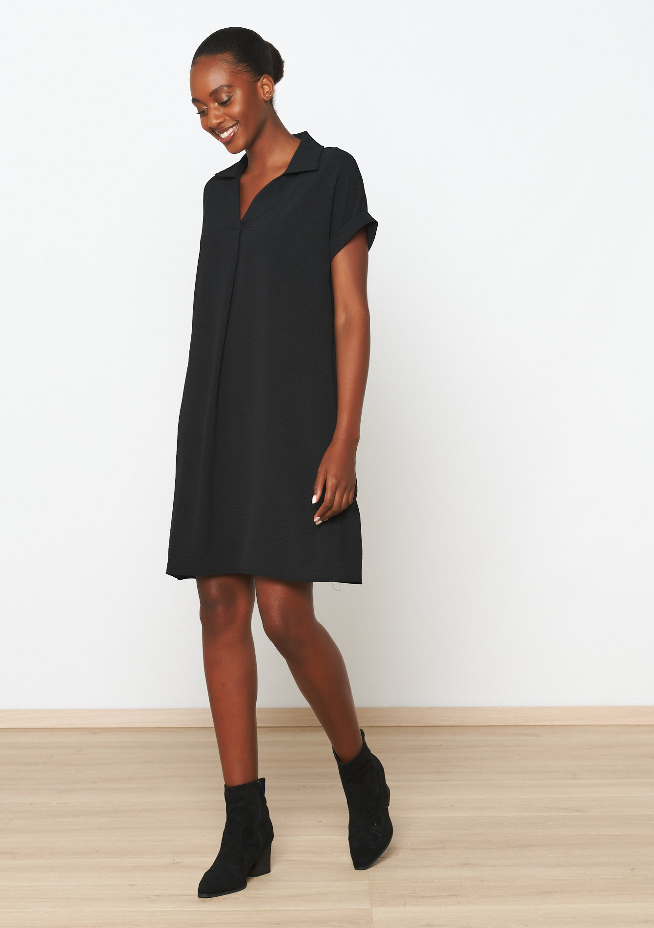 Straight polo dress, , back