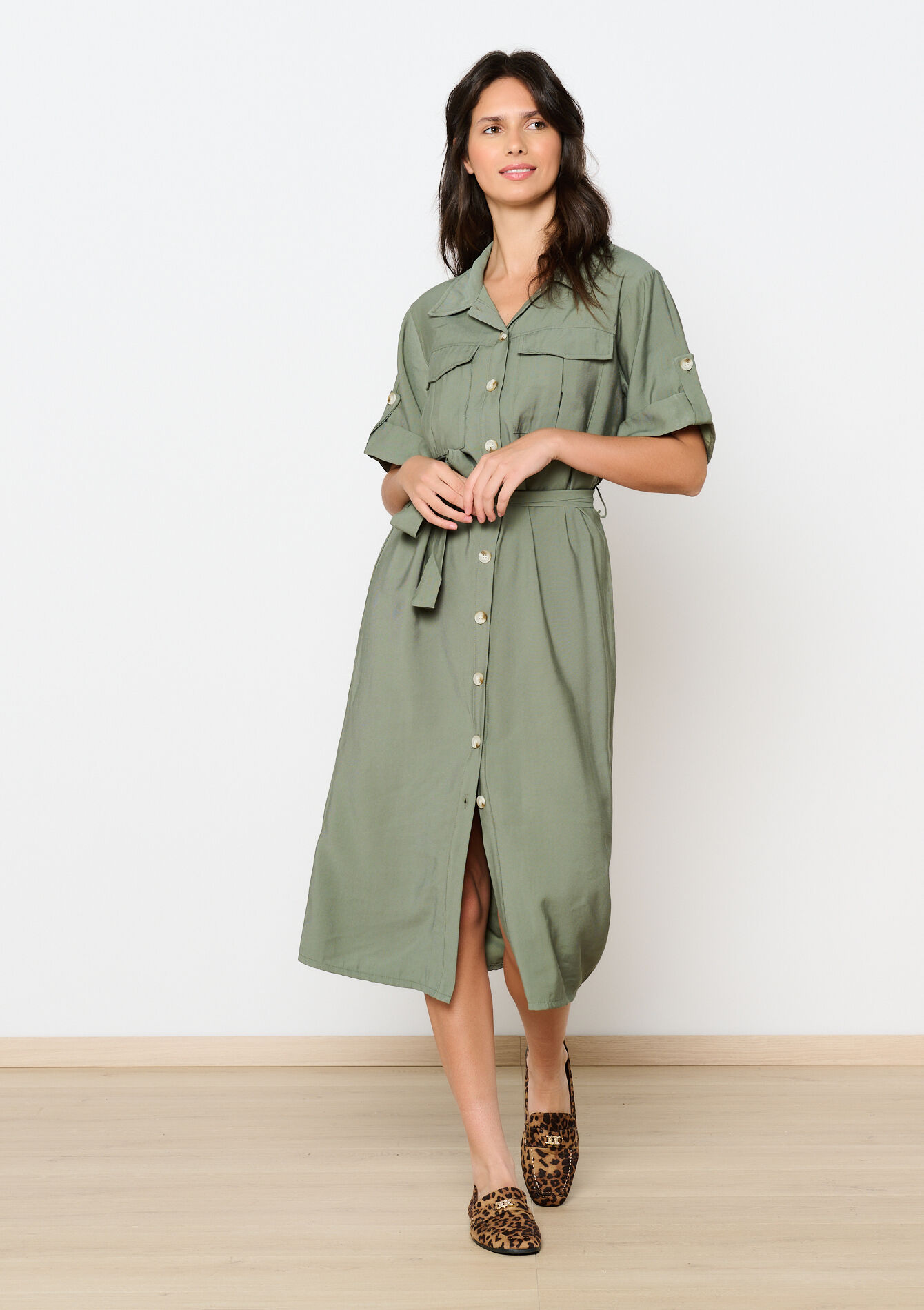 Midi shirt dress, , back