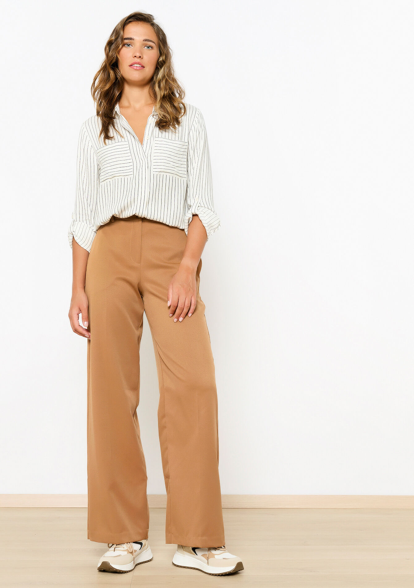 Wide trousers in twill, , back