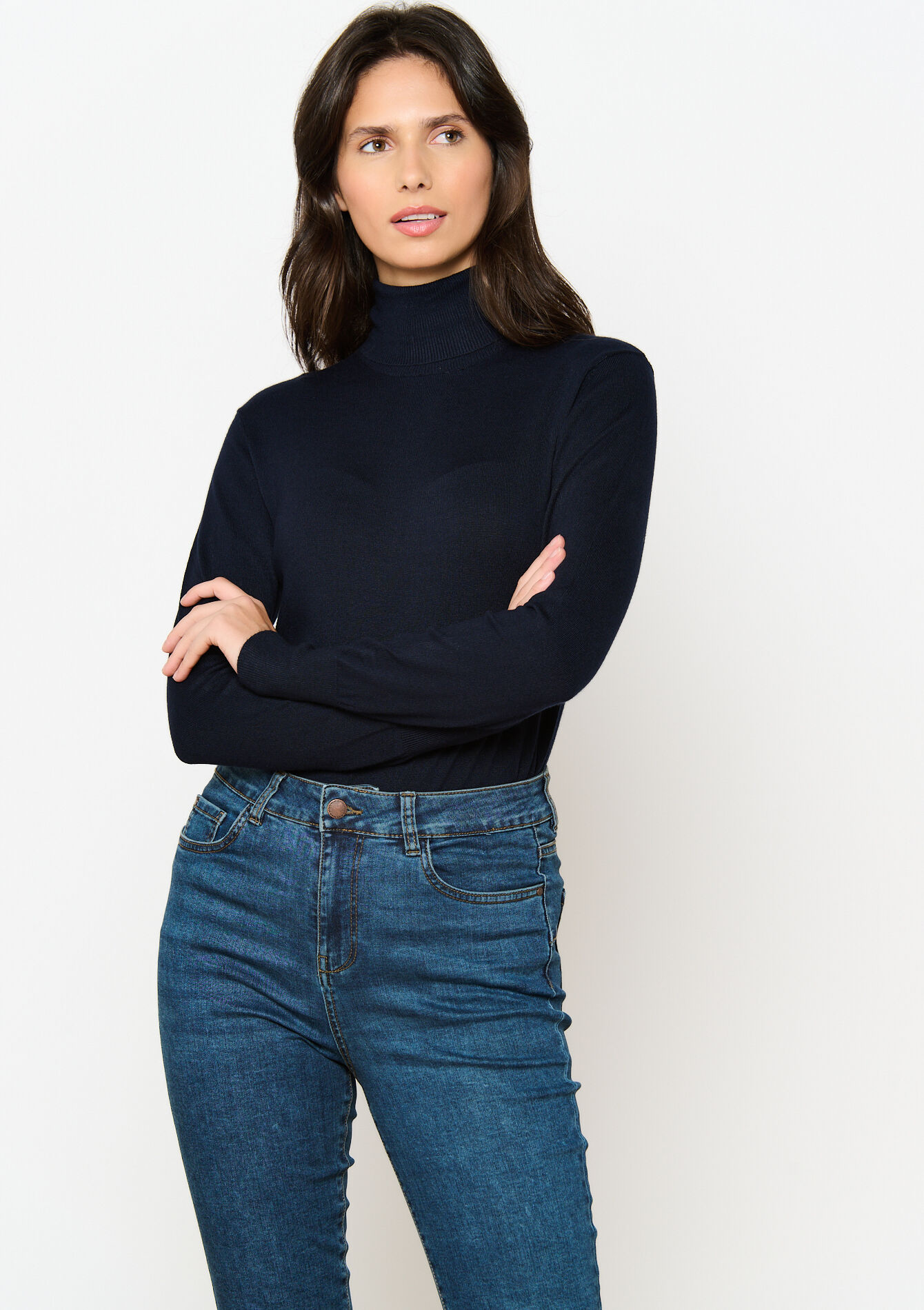 Plain turtleneck, , back