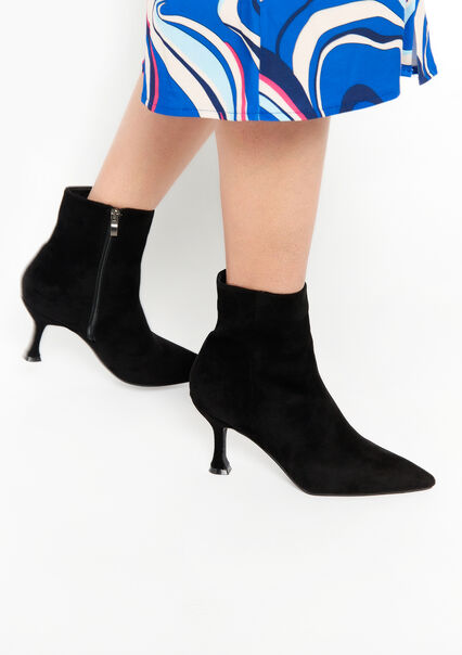 Suede boots with heel - BLACK - 13100206_1119