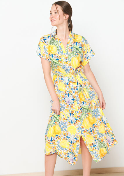 Shirt dress with lemon print - OFFWHITE - 08103798_1001