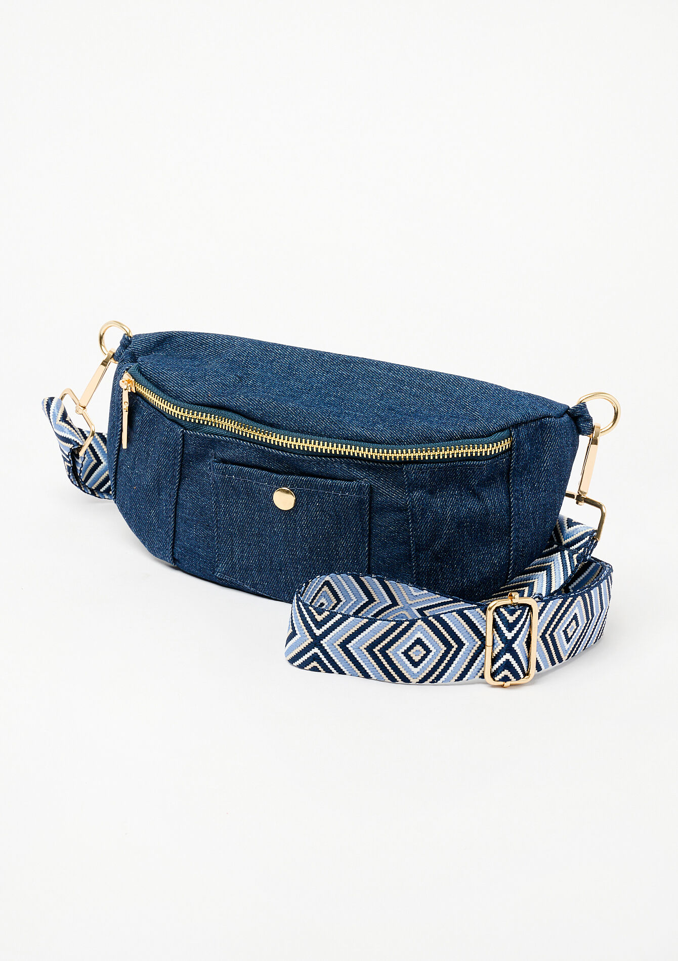 Denim tasje met afneembare riem, , hi-res