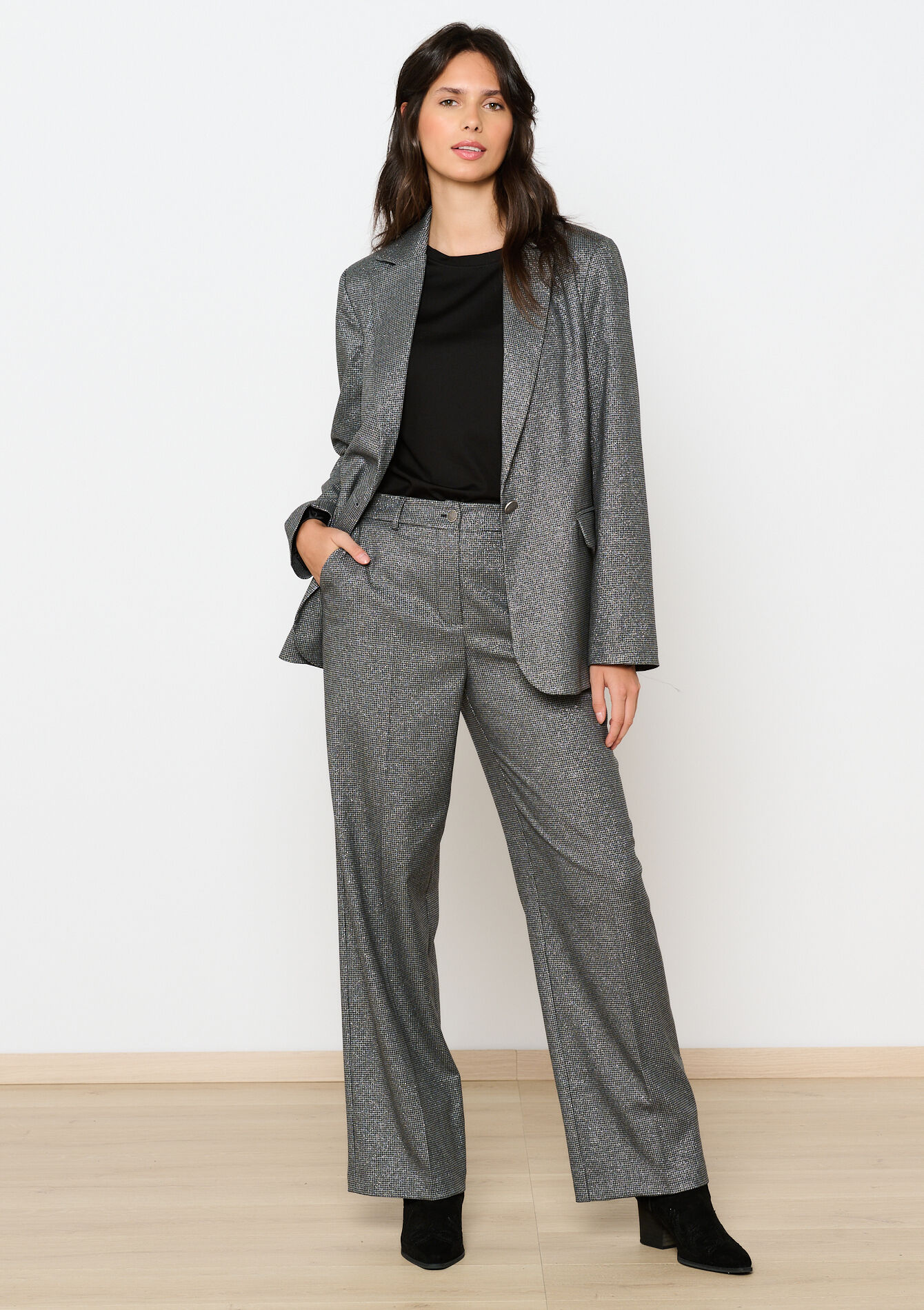 Suiting trousers in lurex, , back