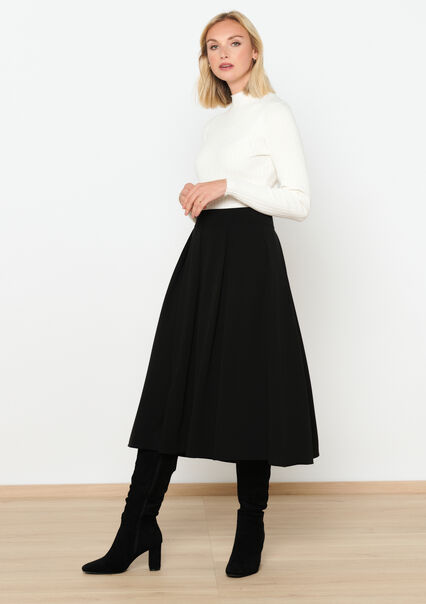 Pleated midi skirt - BLACK - 07101195_1119