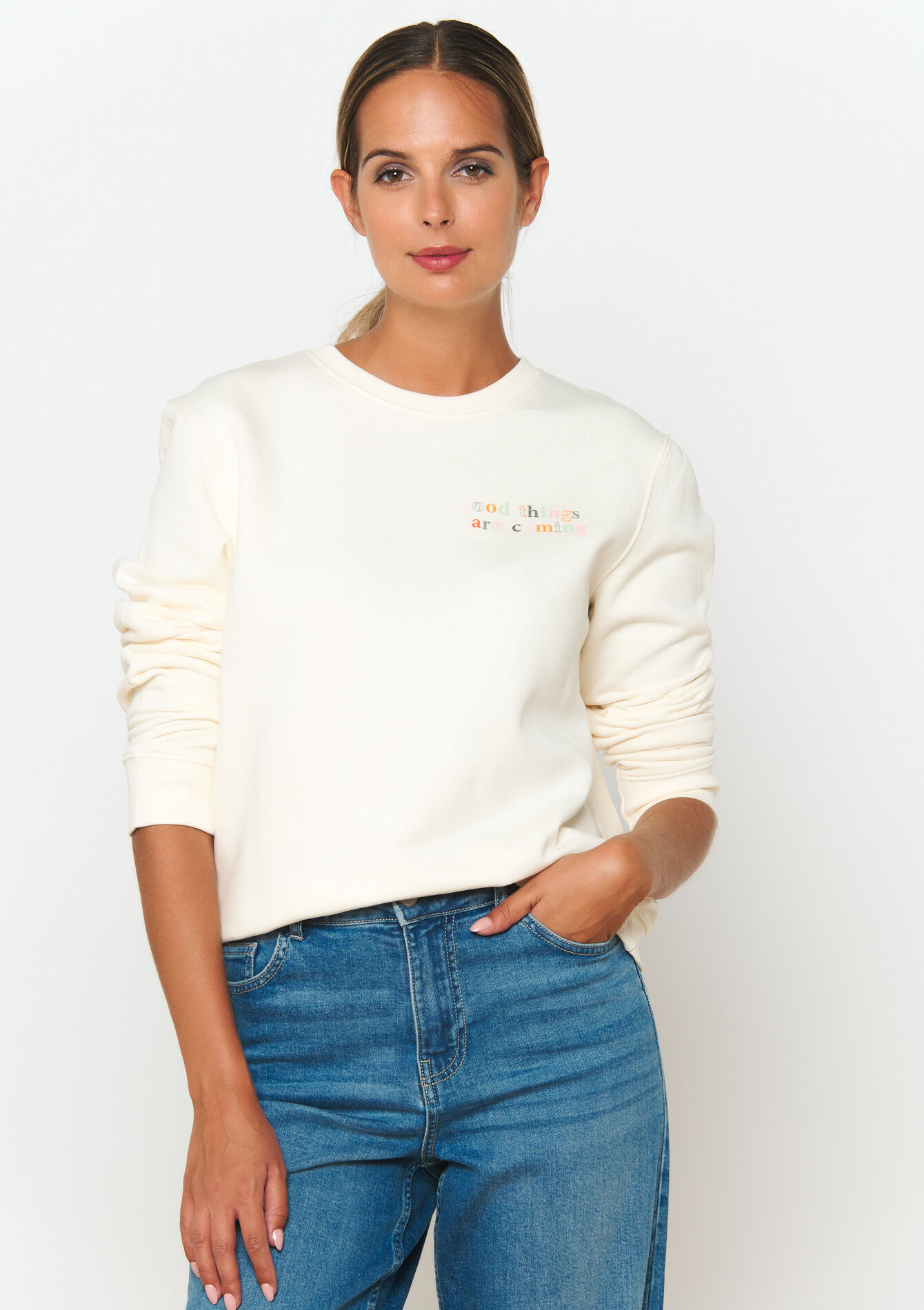 Sweater met opschrift, , back