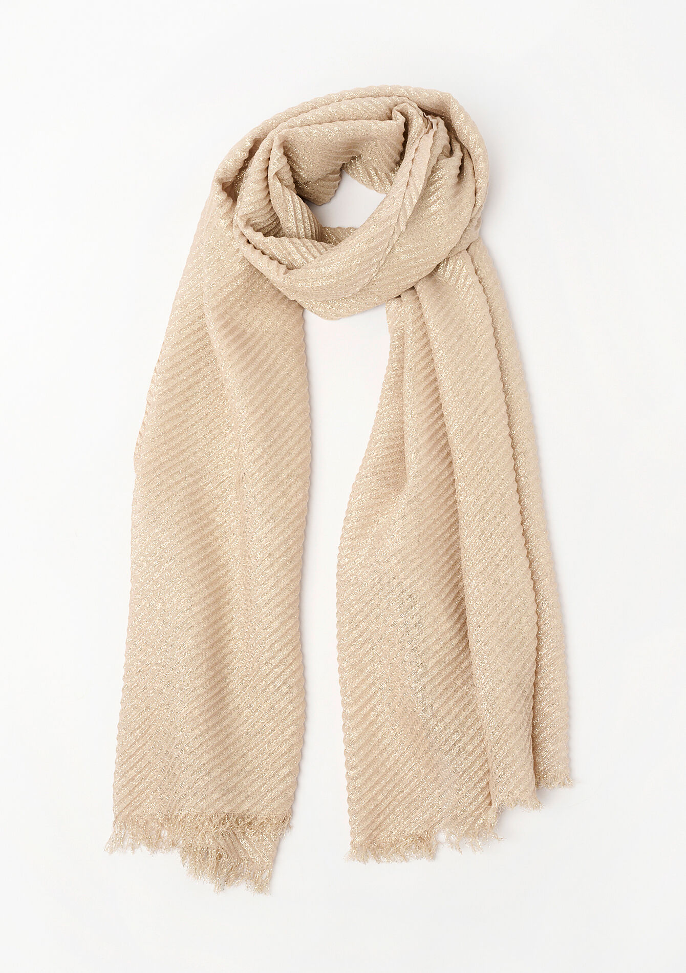 Lurex pleated scarf, , hi-res