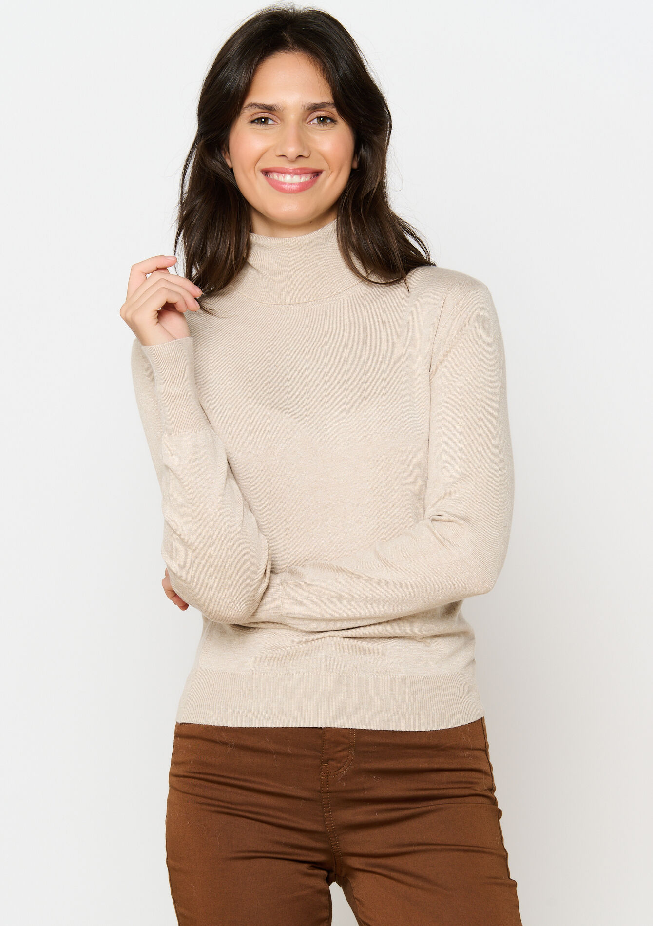 Plain turtleneck, , back