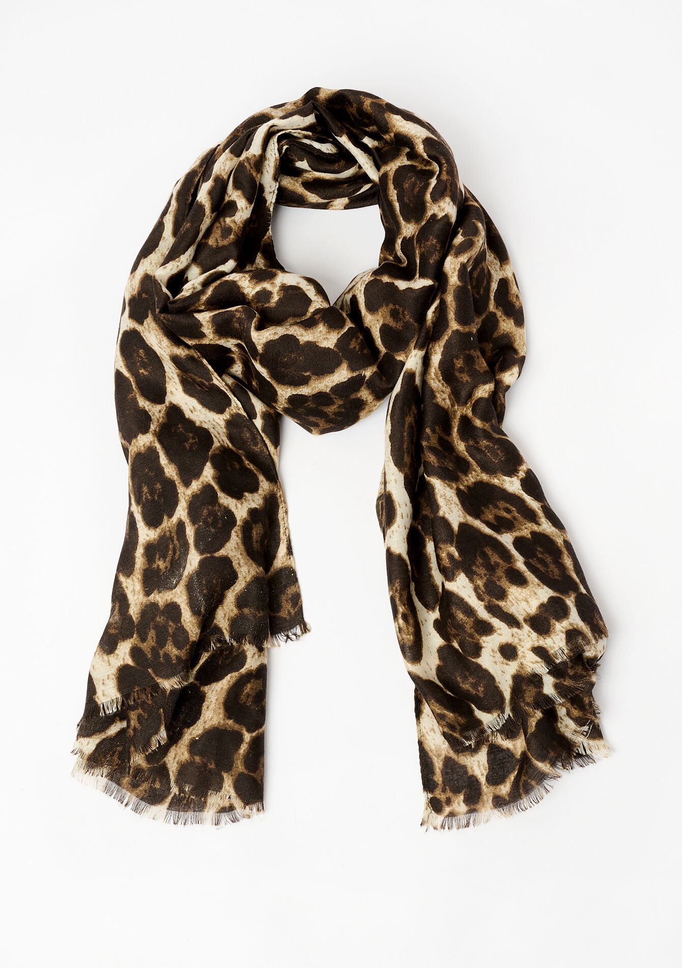 Leopard print scarf, , back