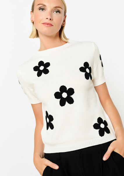 Pullover with short sleeves - WHITE - 04006642_506